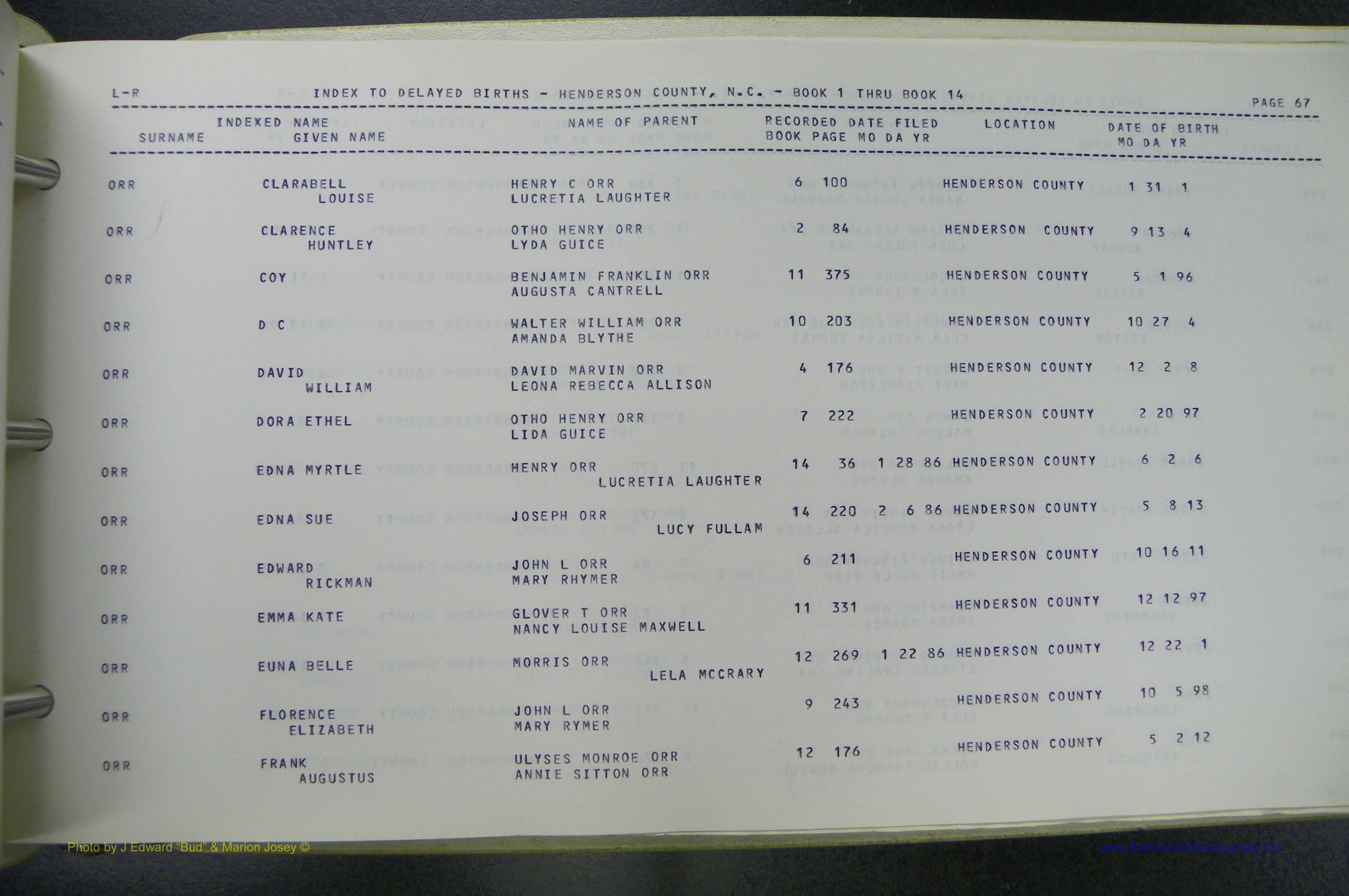 Henderson Co, NC, Births, Delayed, (281).JPG