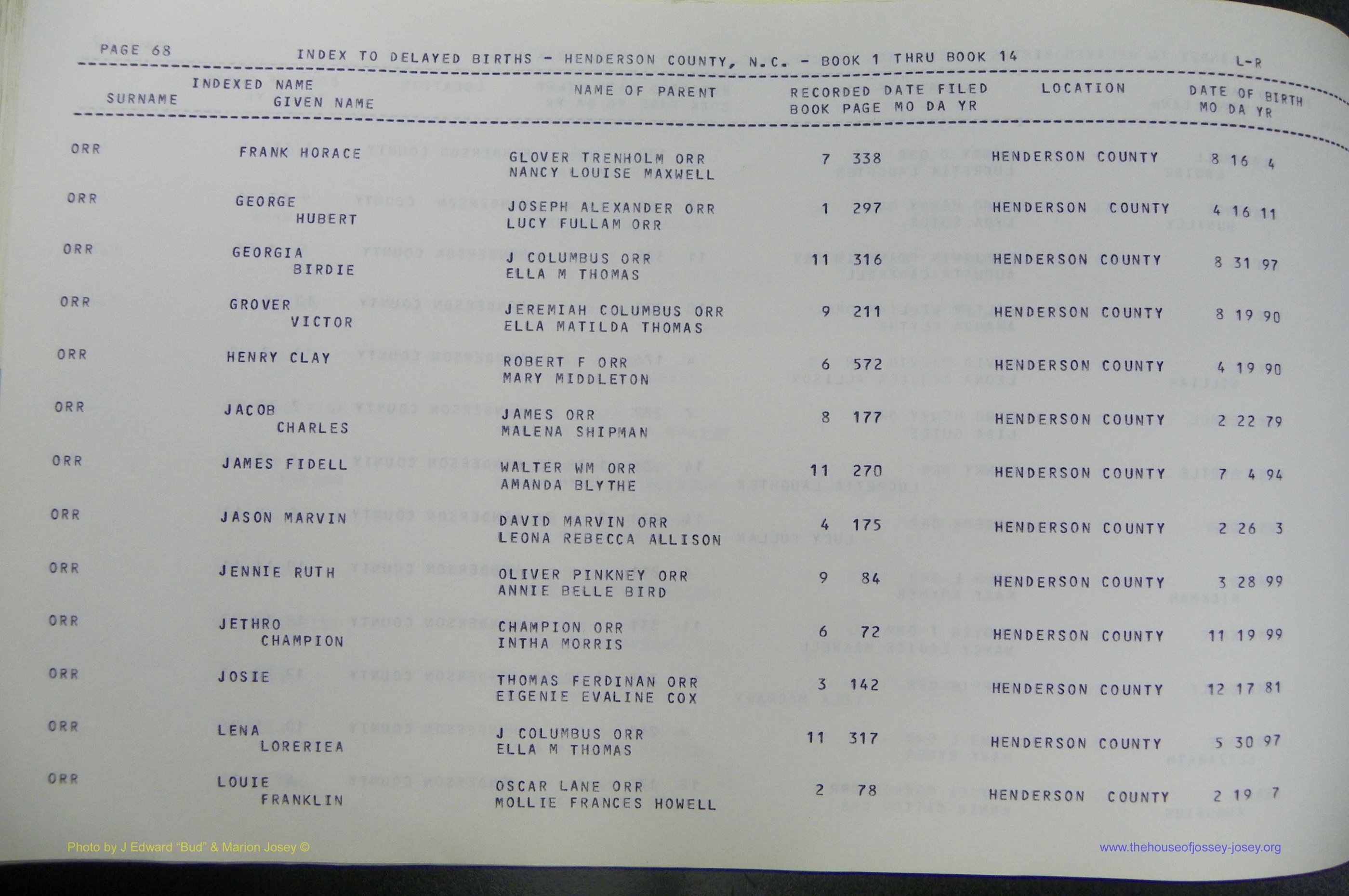 Henderson Co, NC, Births, Delayed, (282).JPG