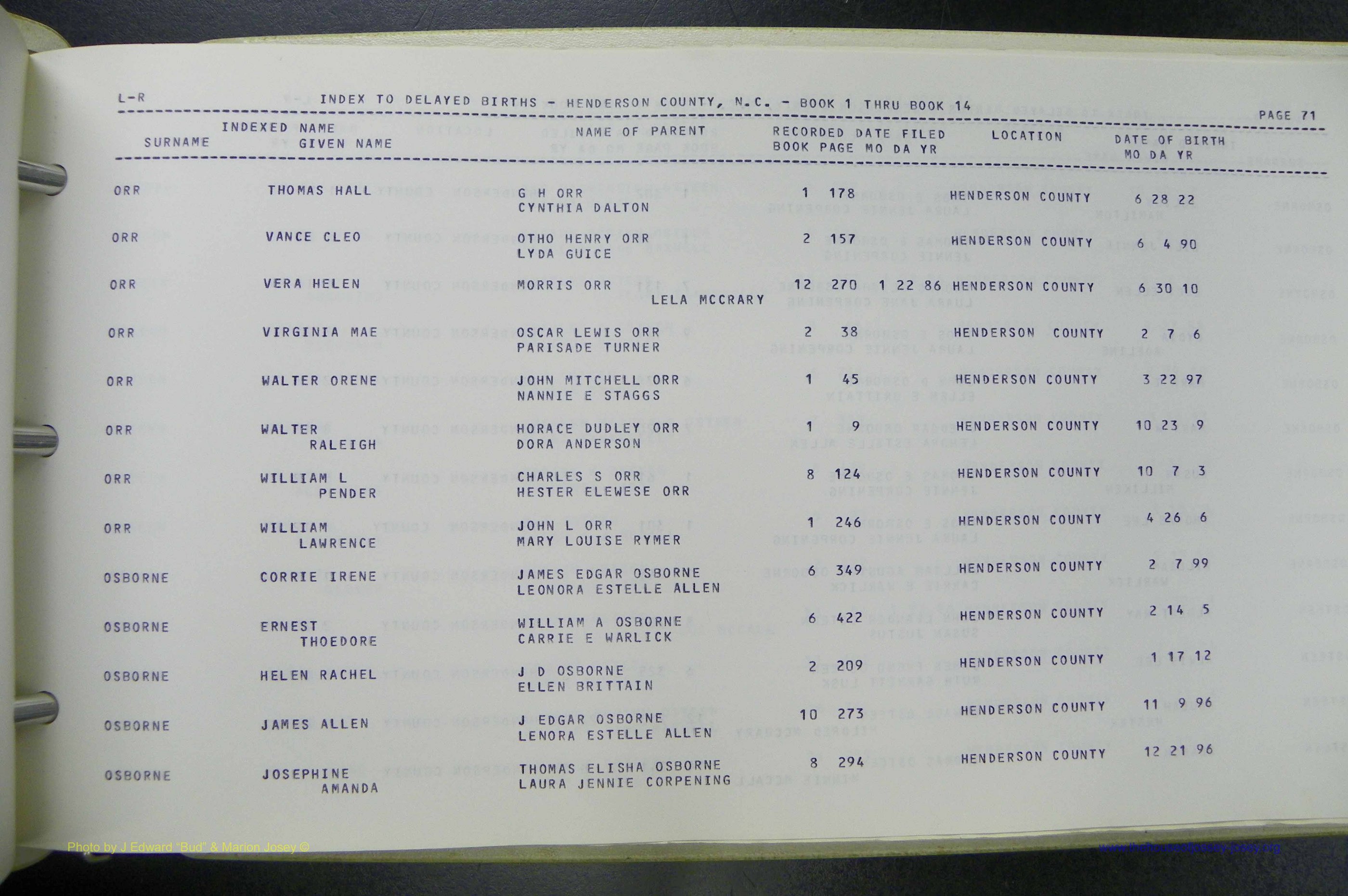 Henderson Co, NC, Births, Delayed, (285).JPG