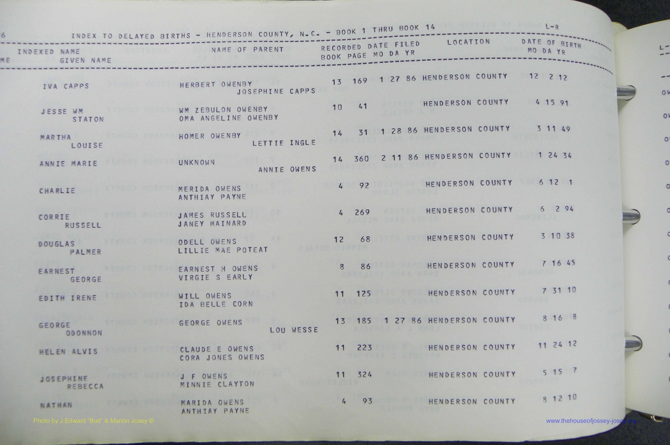 Henderson Co, NC, Births, Delayed, (290).JPG