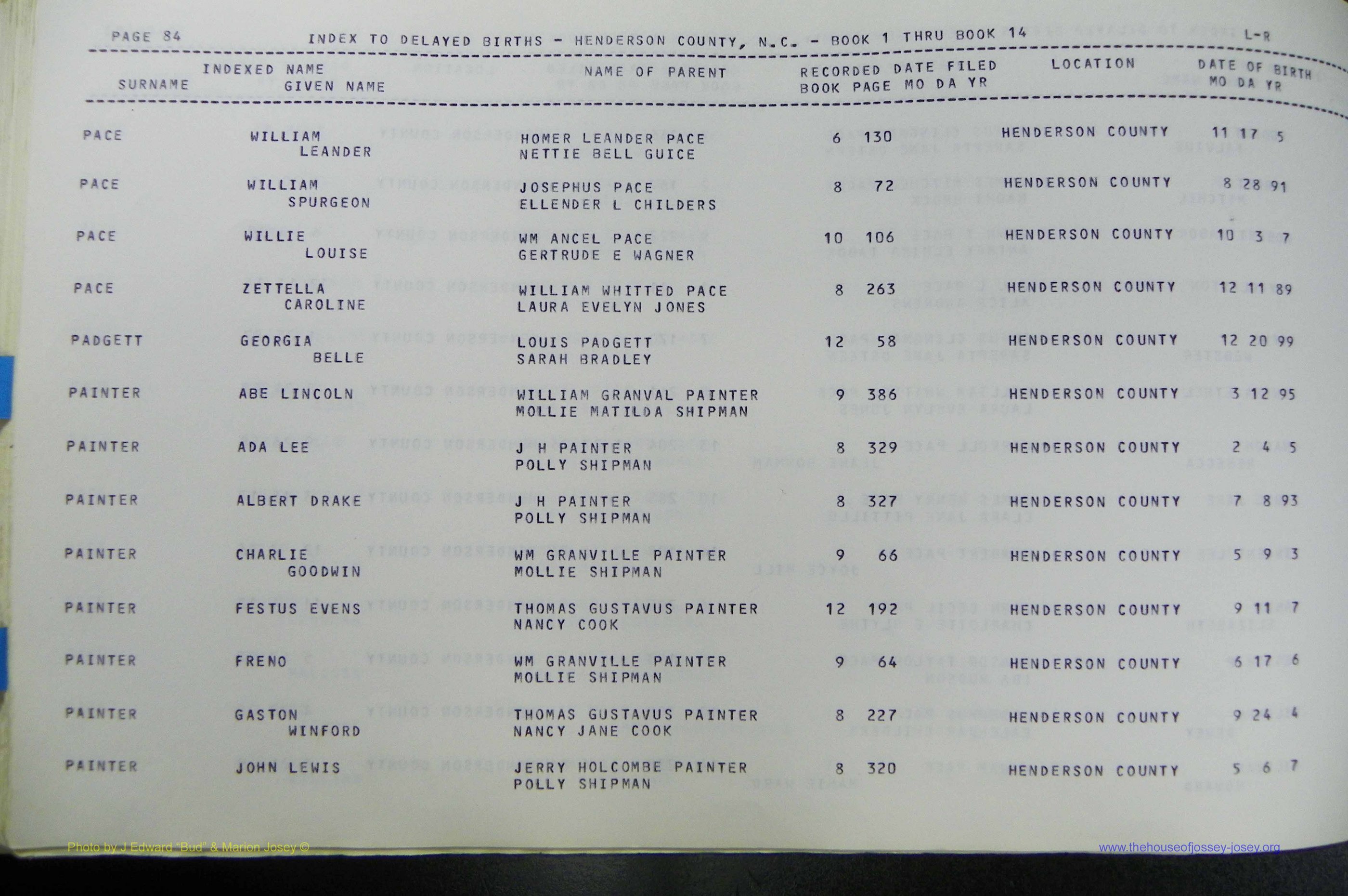 Henderson Co, NC, Births, Delayed, (298).JPG