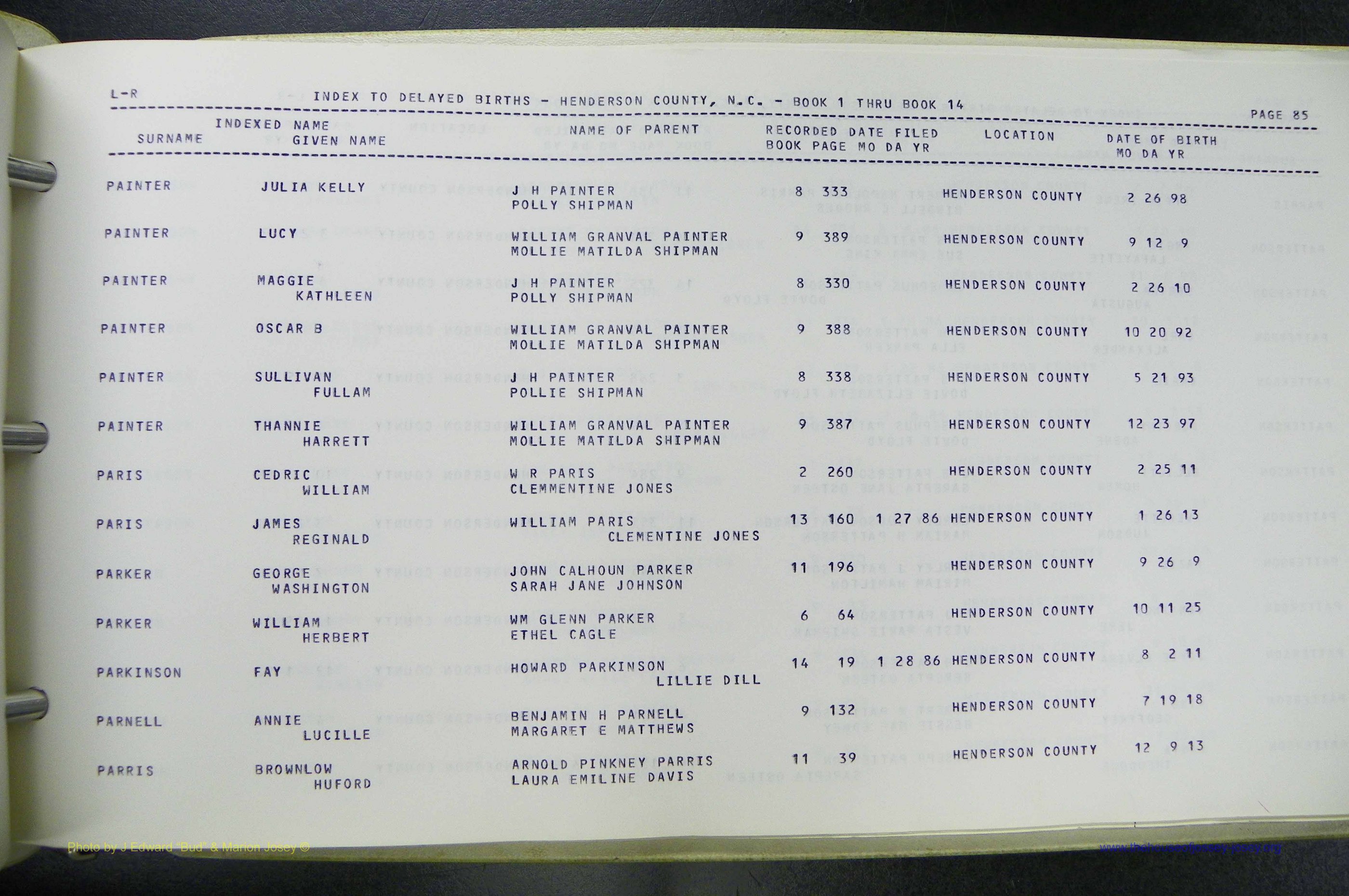 Henderson Co, NC, Births, Delayed, (299).JPG