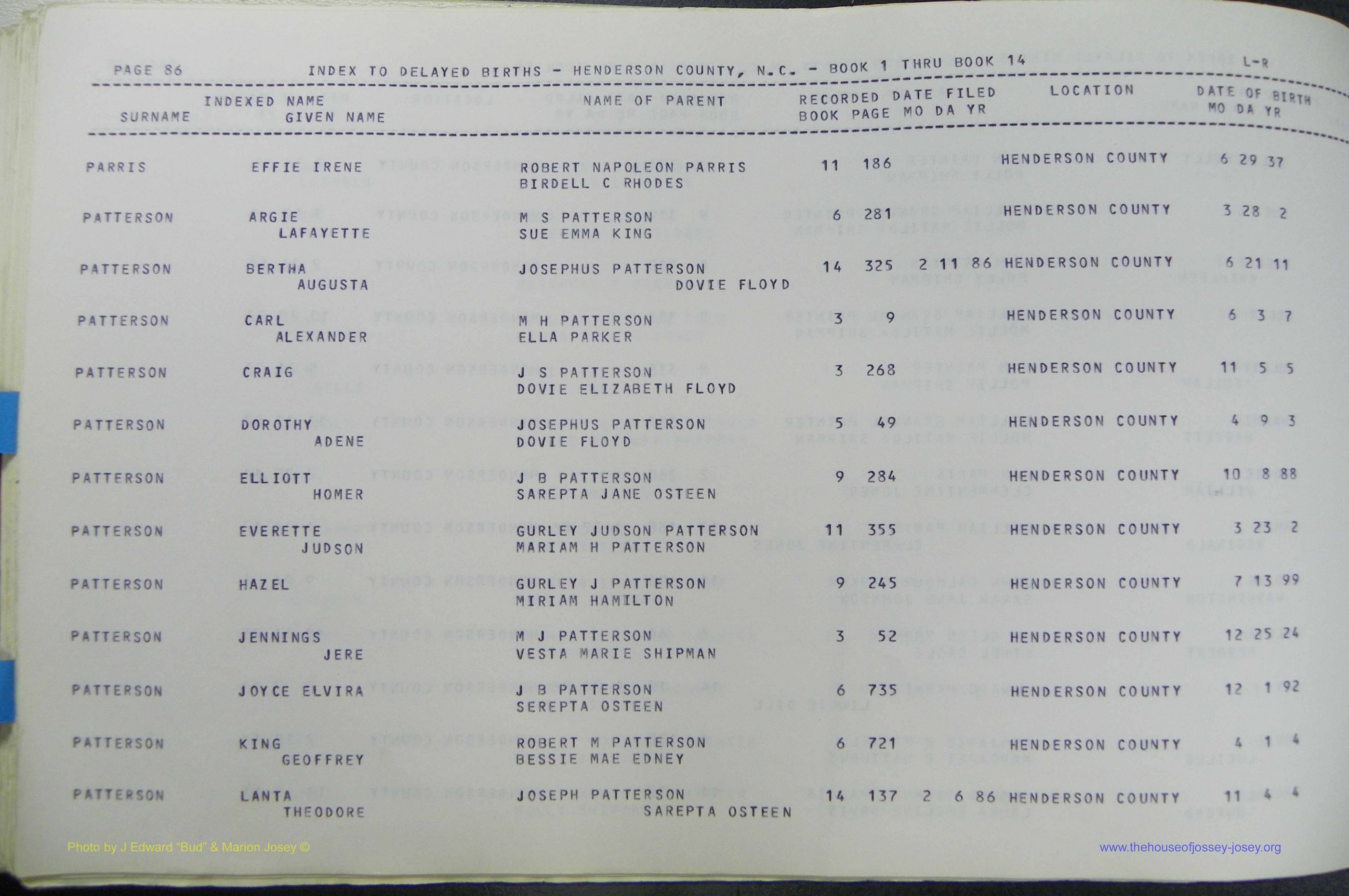Henderson Co, NC, Births, Delayed, (300).JPG