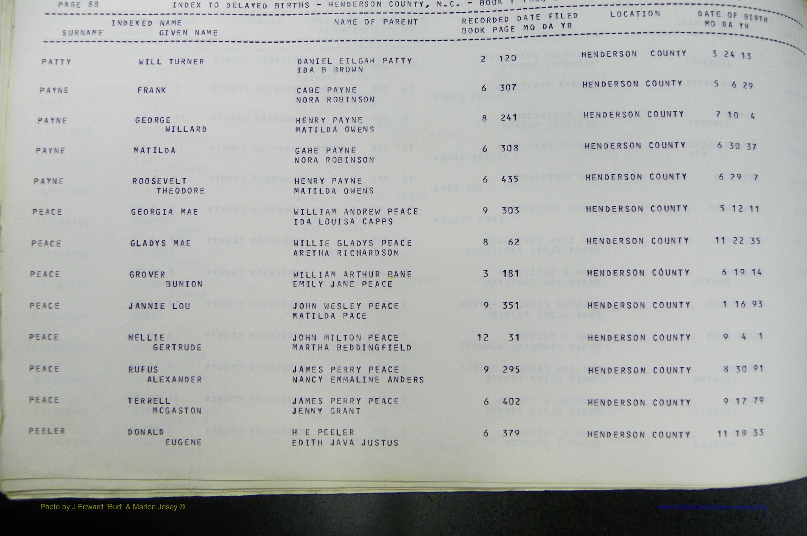 Henderson Co, NC, Births, Delayed, (302).JPG