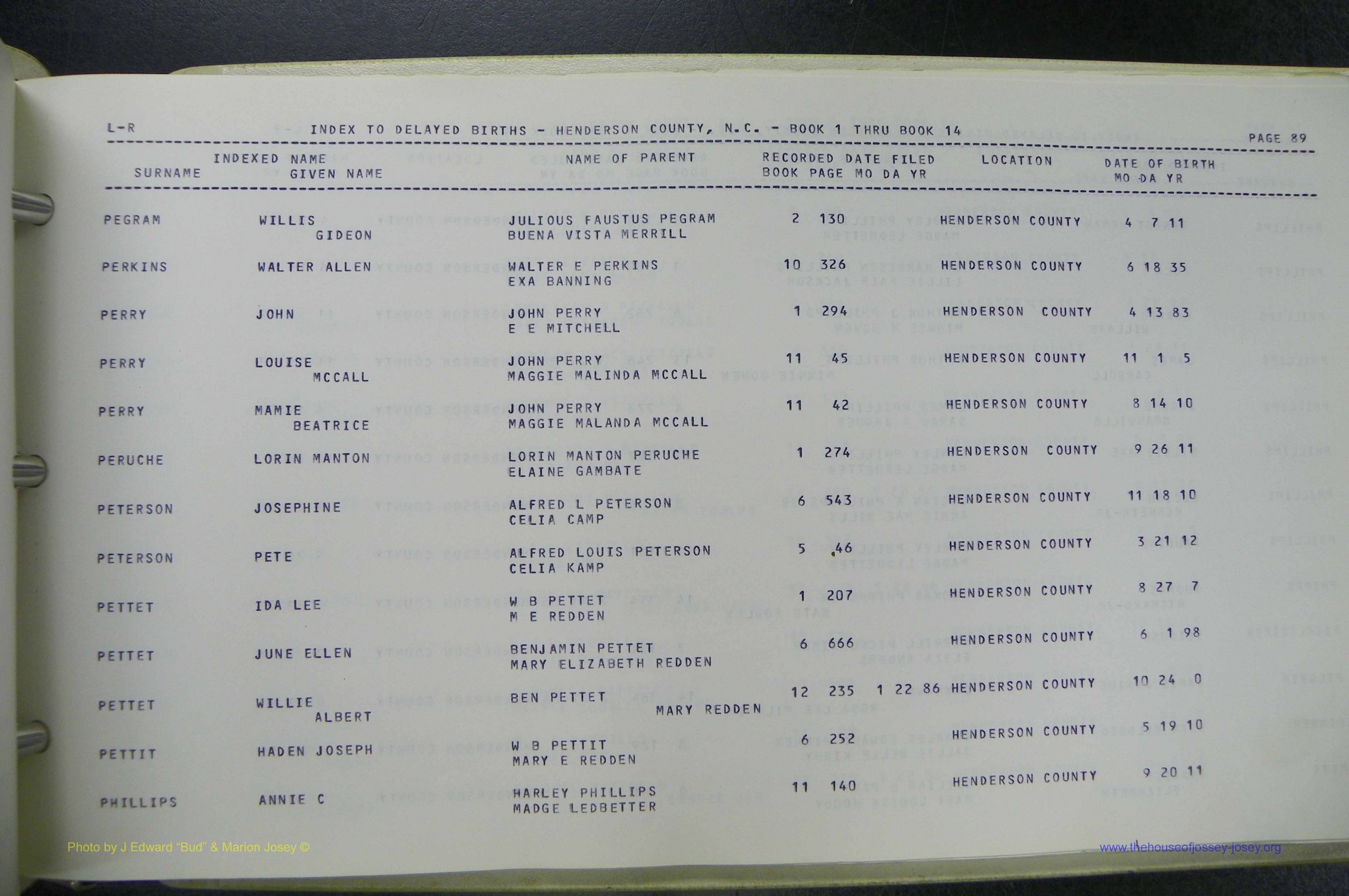 Henderson Co, NC, Births, Delayed, (303).JPG