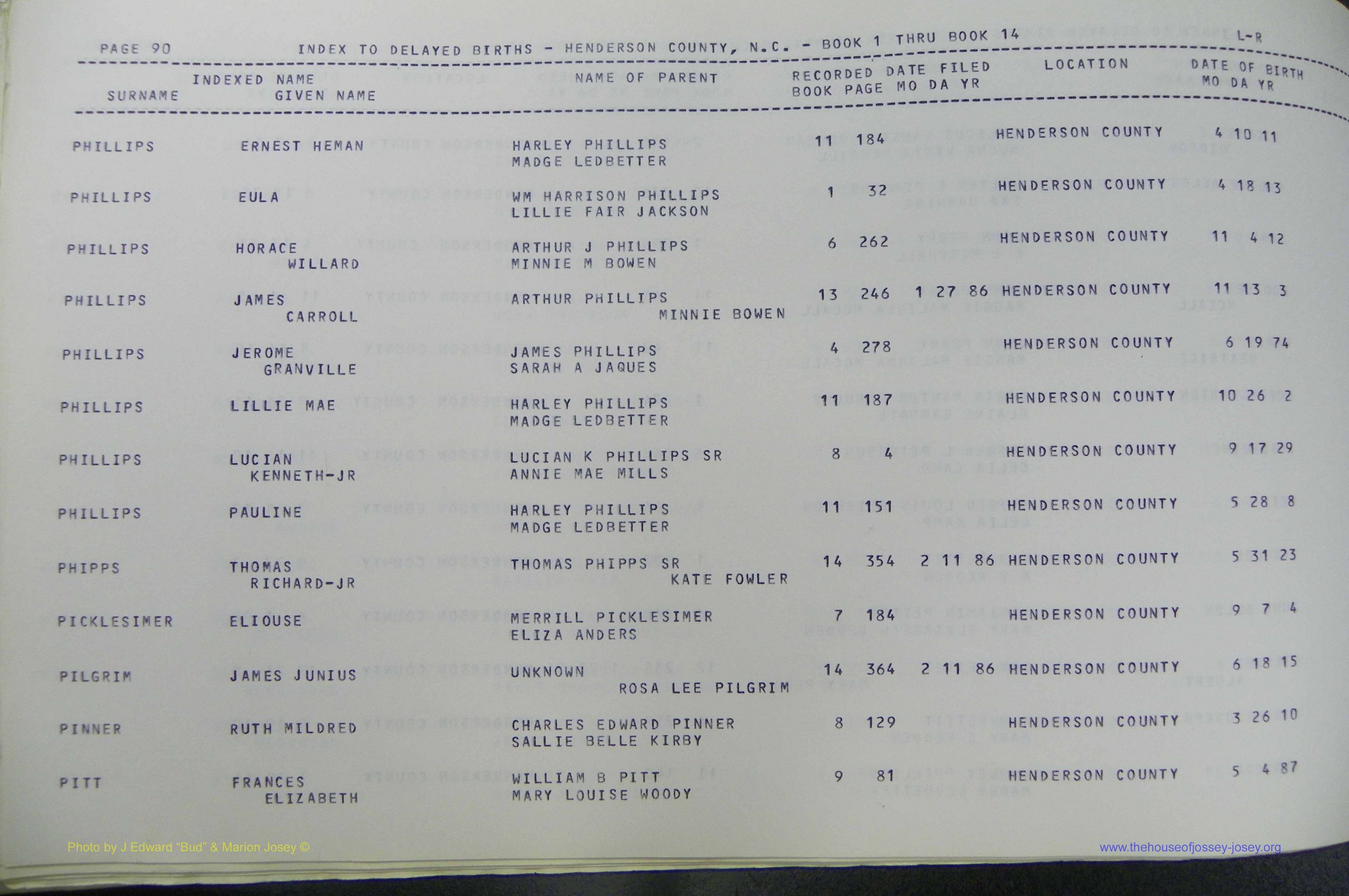 Henderson Co, NC, Births, Delayed, (304).JPG