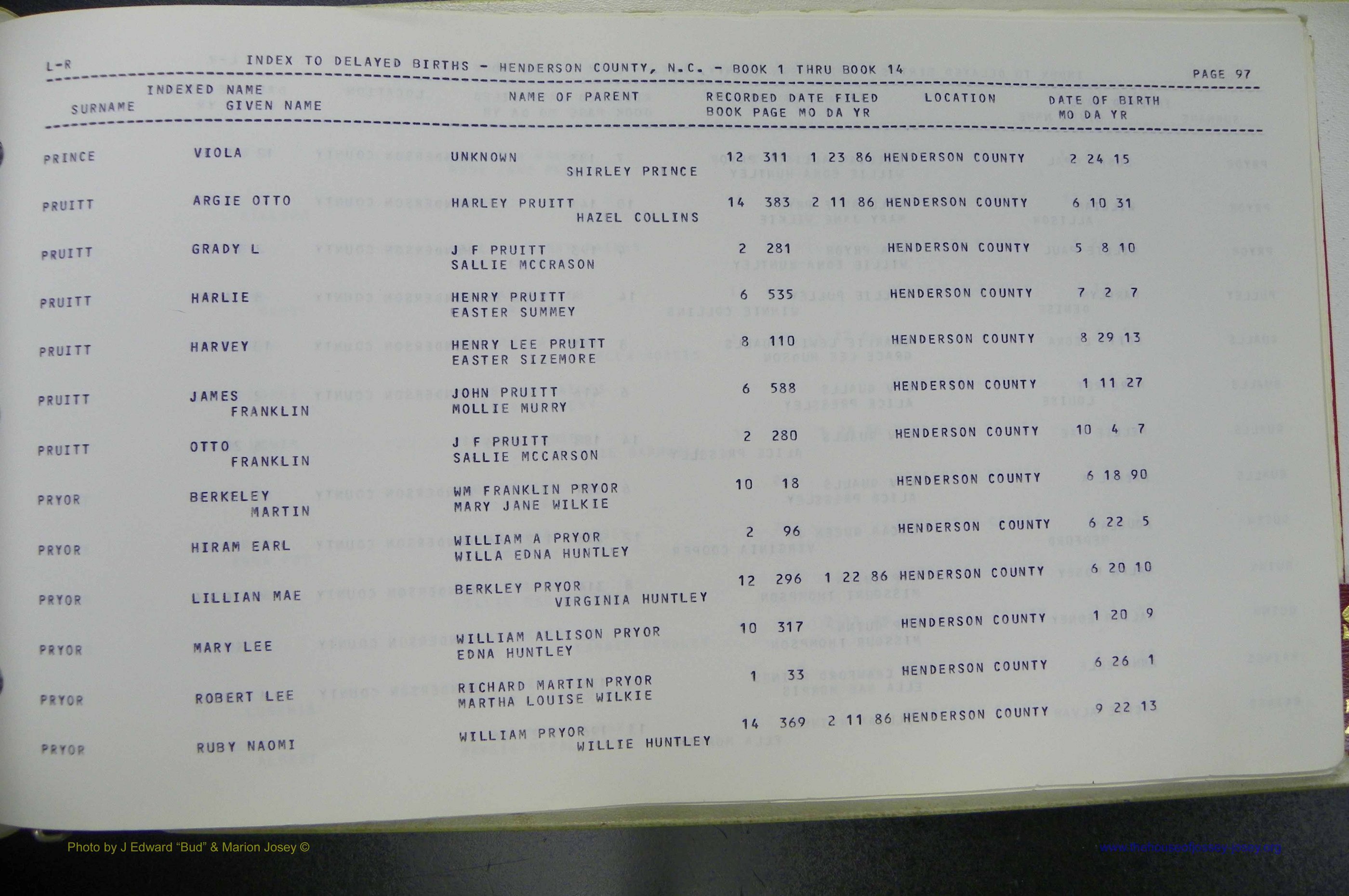 Henderson Co, NC, Births, Delayed, (311).JPG
