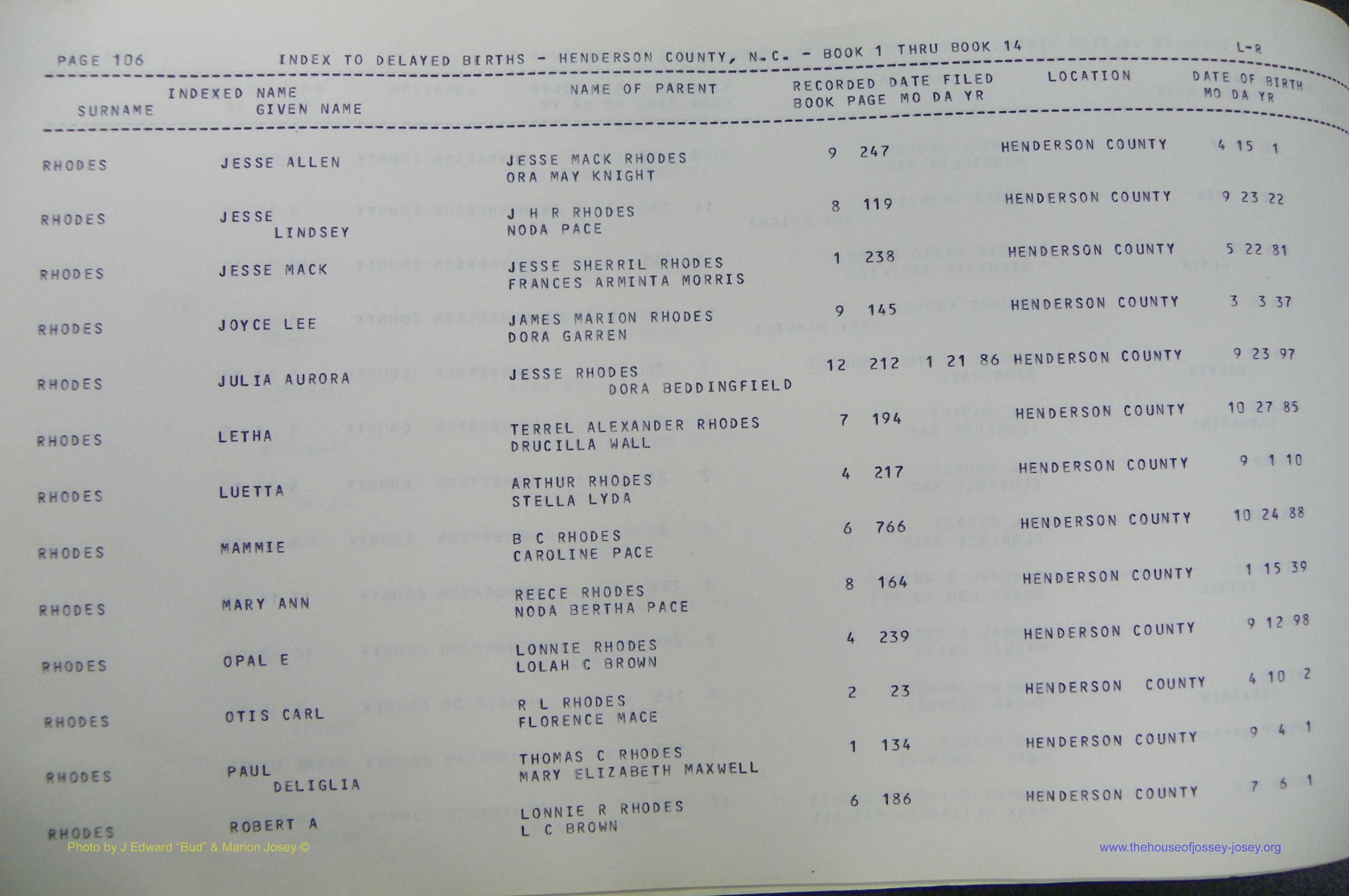 Henderson Co, NC, Births, Delayed, (320).JPG
