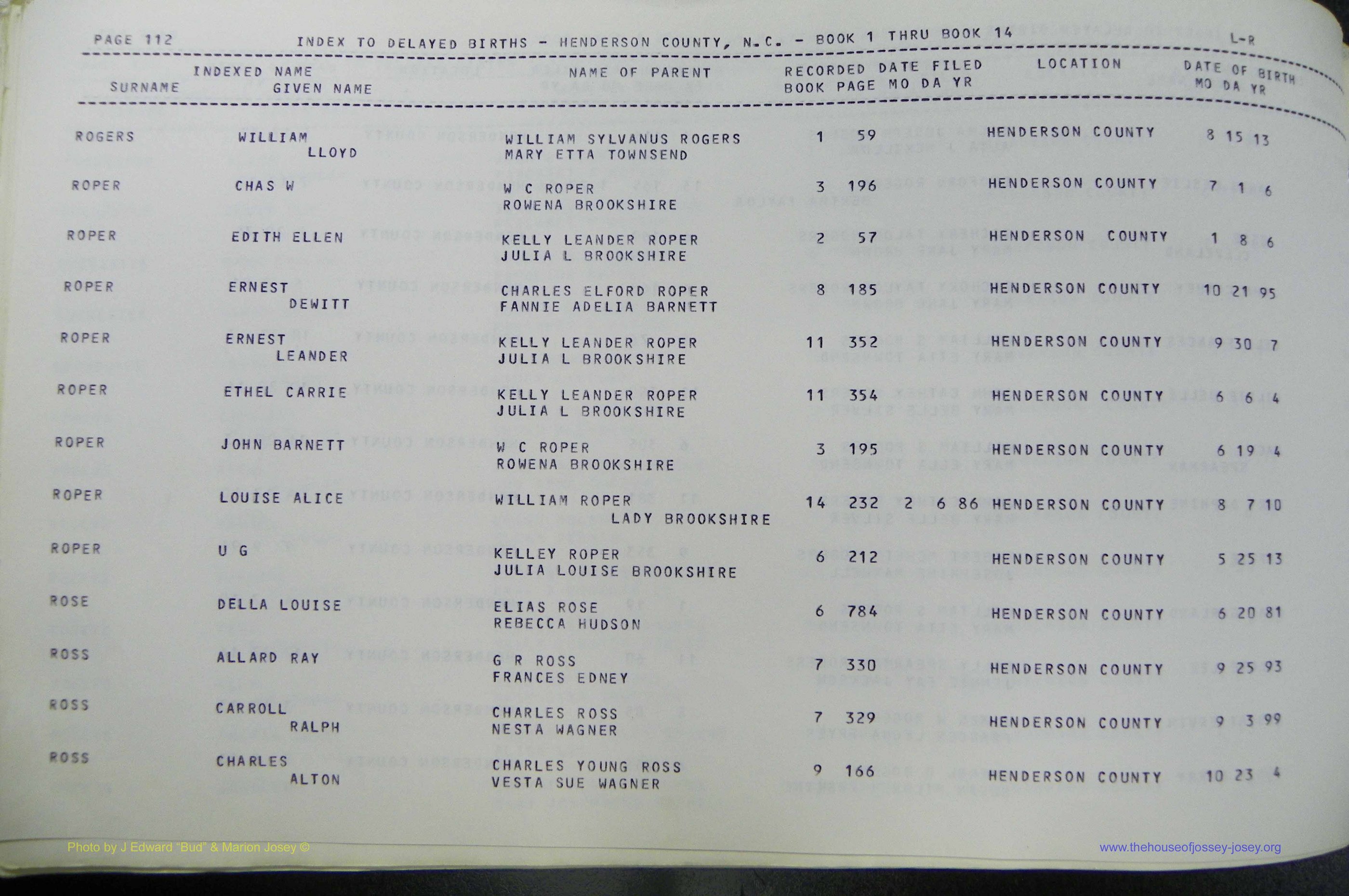 Henderson Co, NC, Births, Delayed, (326).JPG
