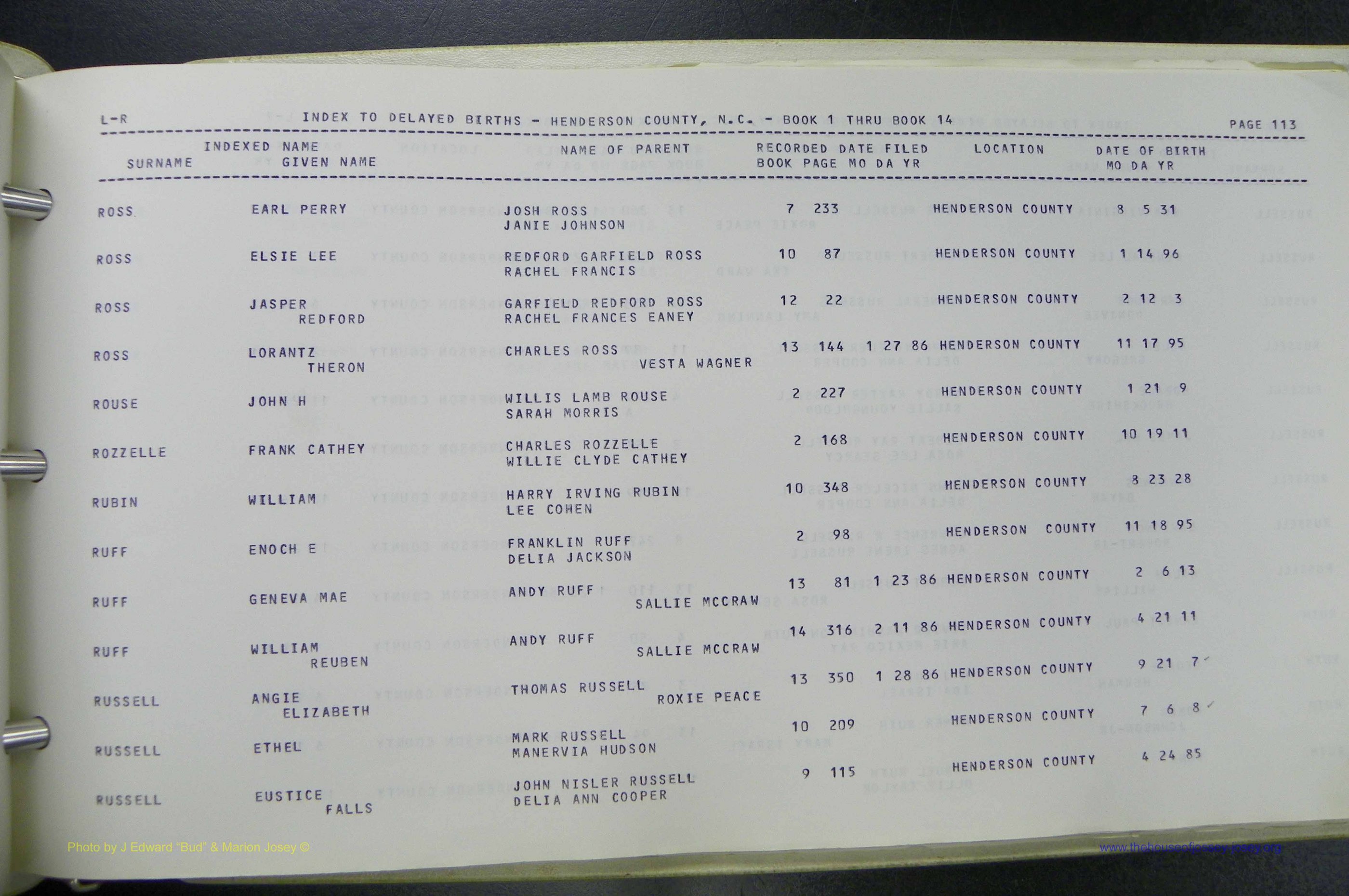 Henderson Co, NC, Births, Delayed, (327).JPG