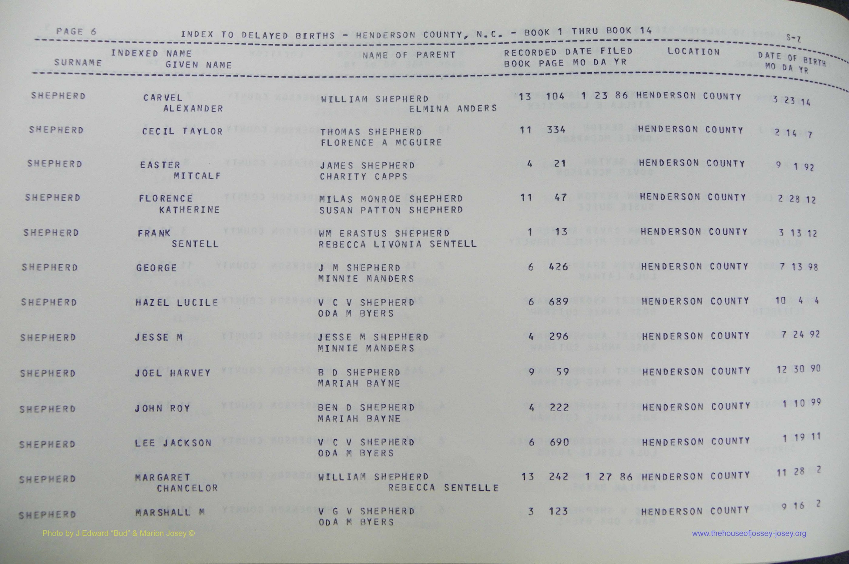 Henderson Co, NC, Births, Delayed, (336).JPG