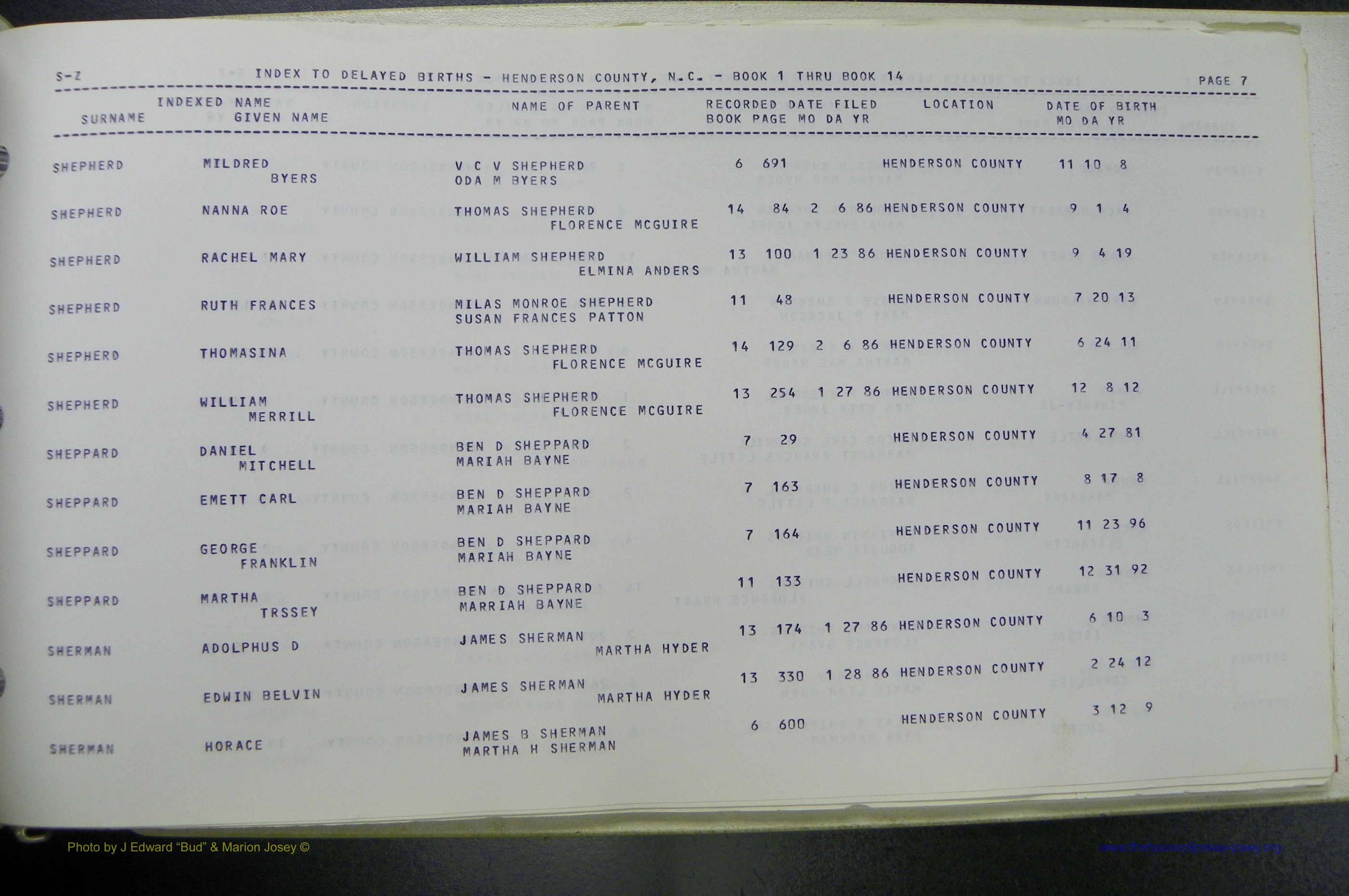 Henderson Co, NC, Births, Delayed, (337).JPG