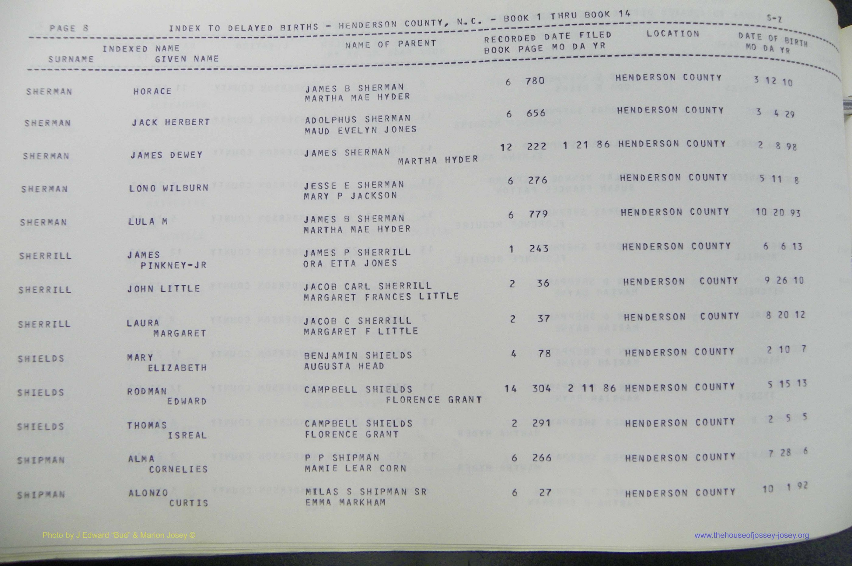 Henderson Co, NC, Births, Delayed, (338).JPG