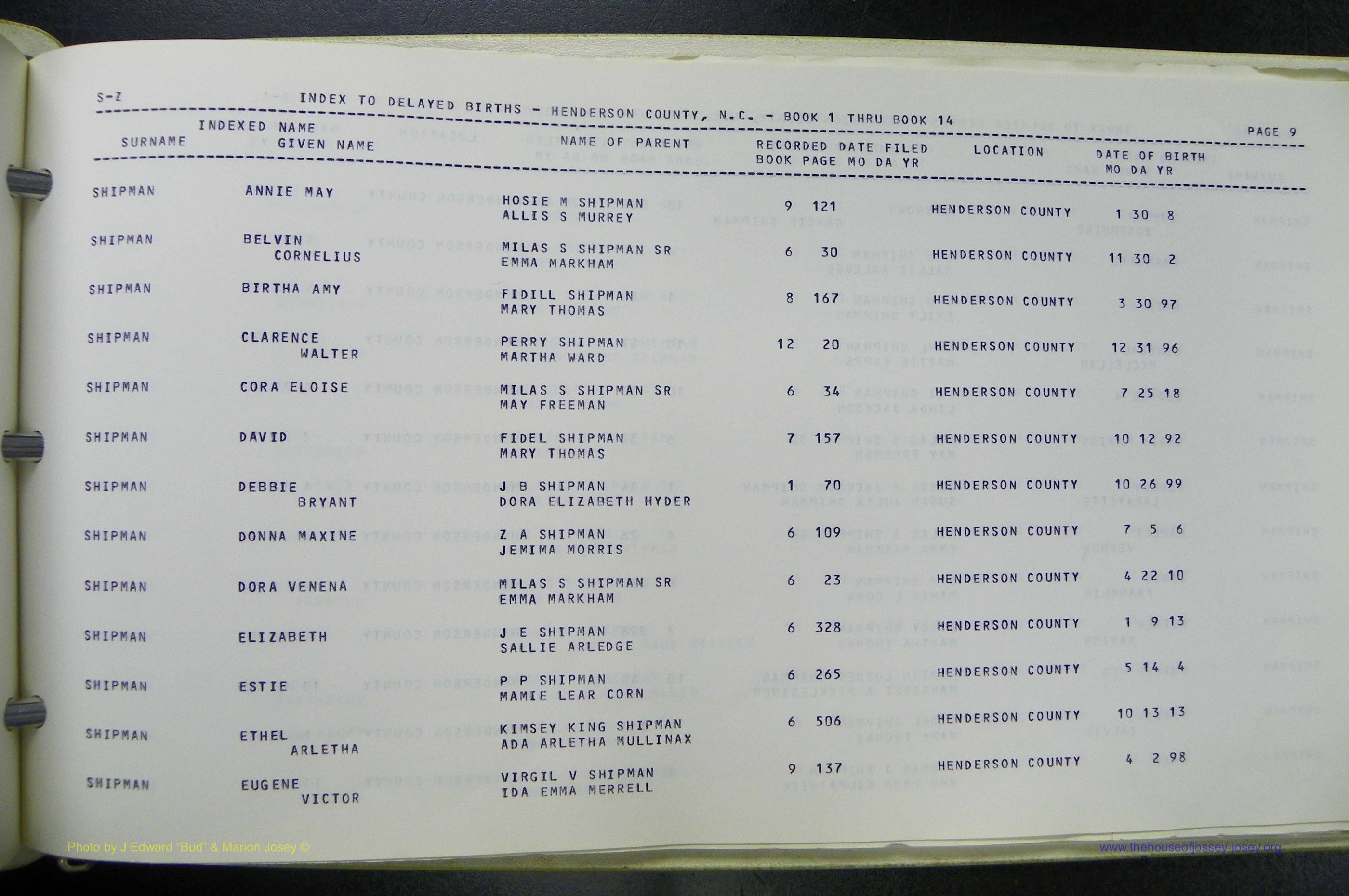 Henderson Co, NC, Births, Delayed, (339).JPG