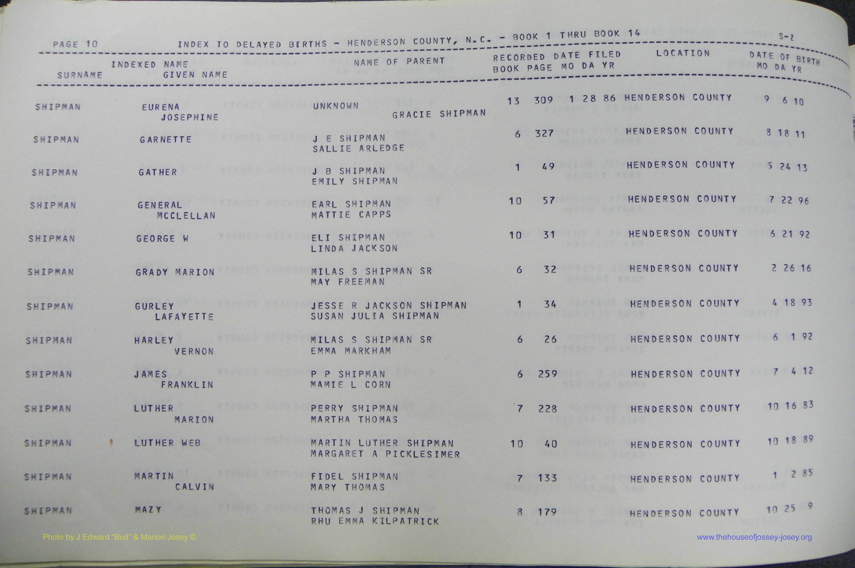 Henderson Co, NC, Births, Delayed, (340).JPG