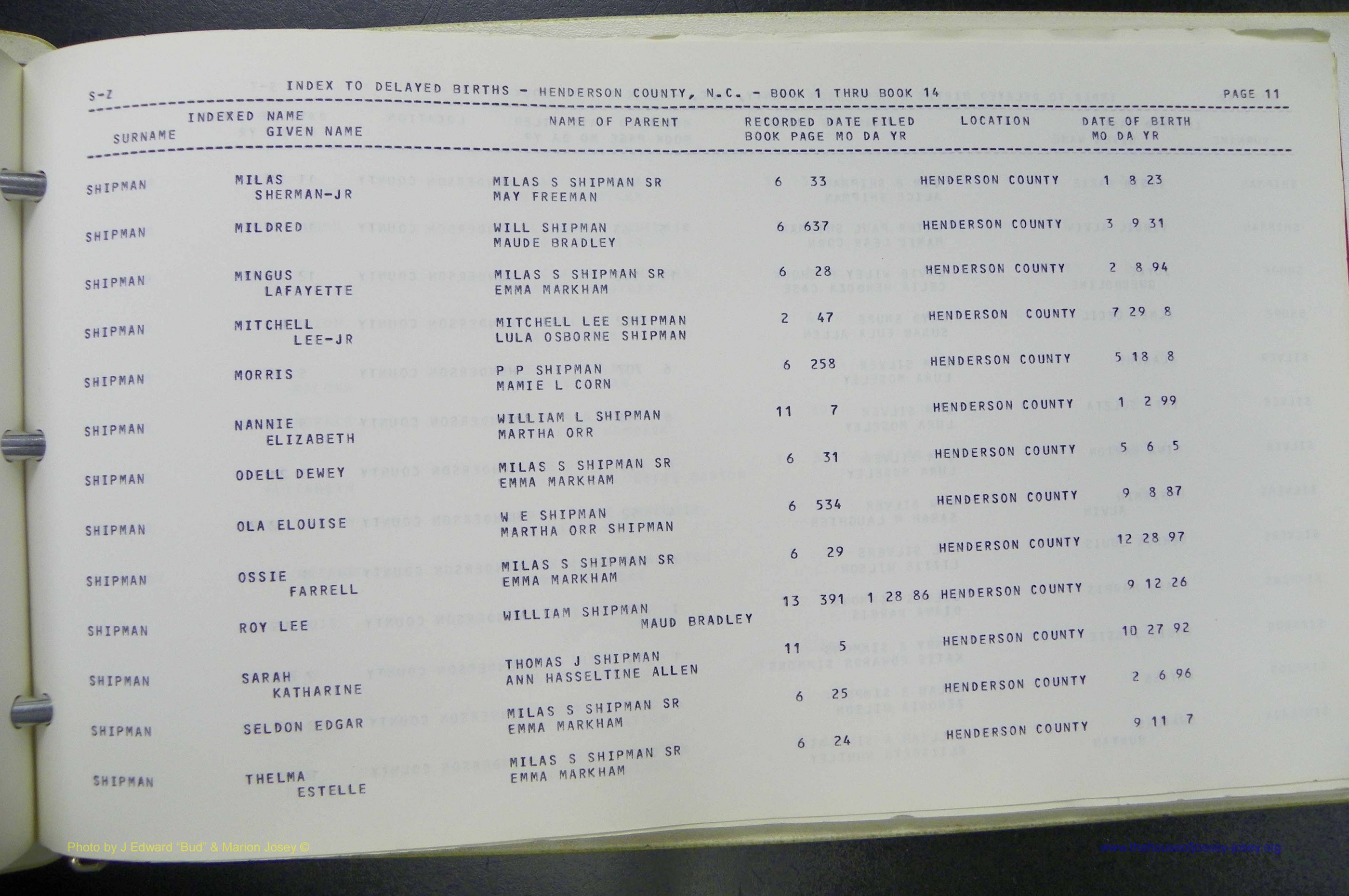 Henderson Co, NC, Births, Delayed, (341).JPG