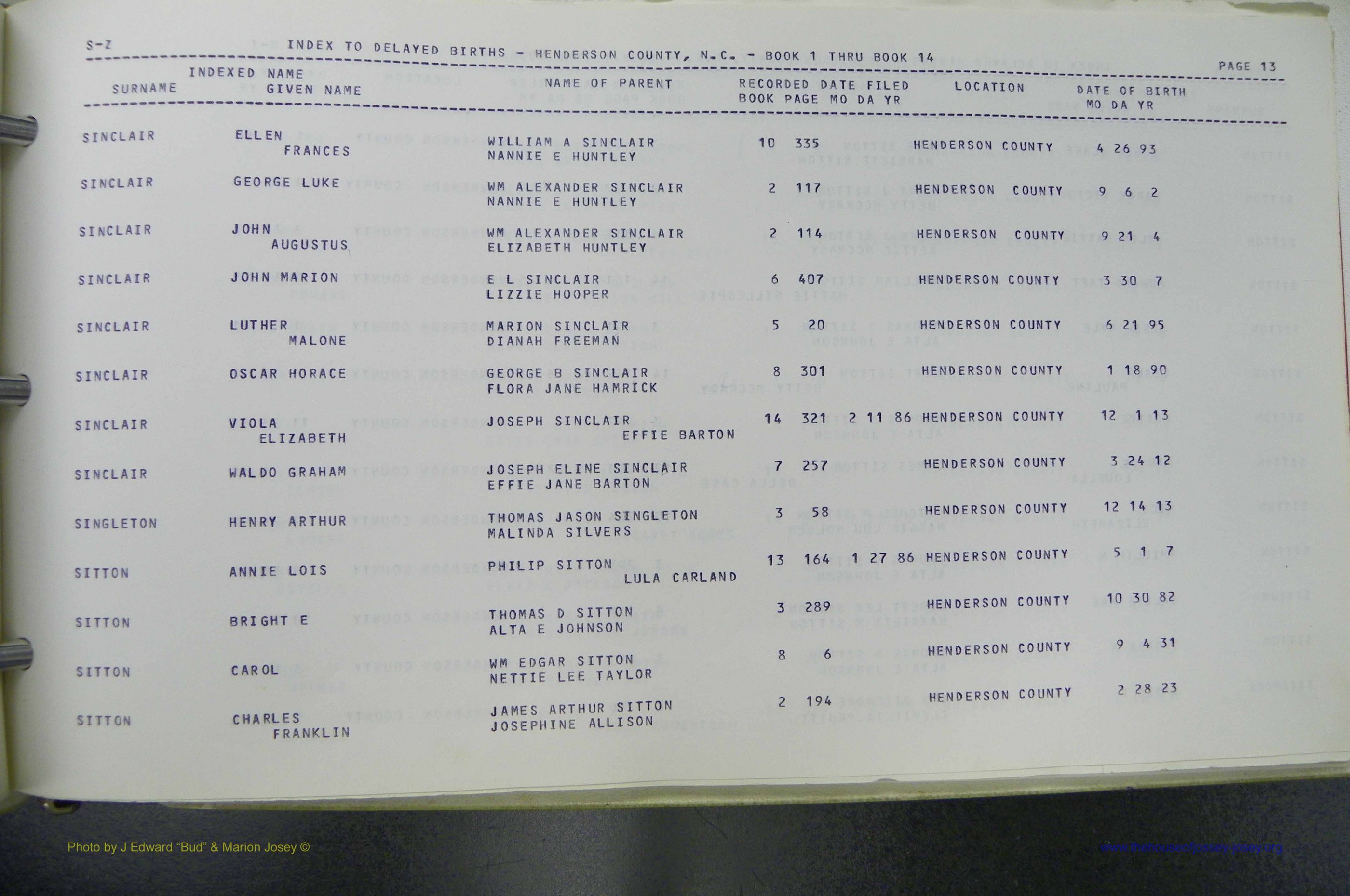 Henderson Co, NC, Births, Delayed, (343).JPG