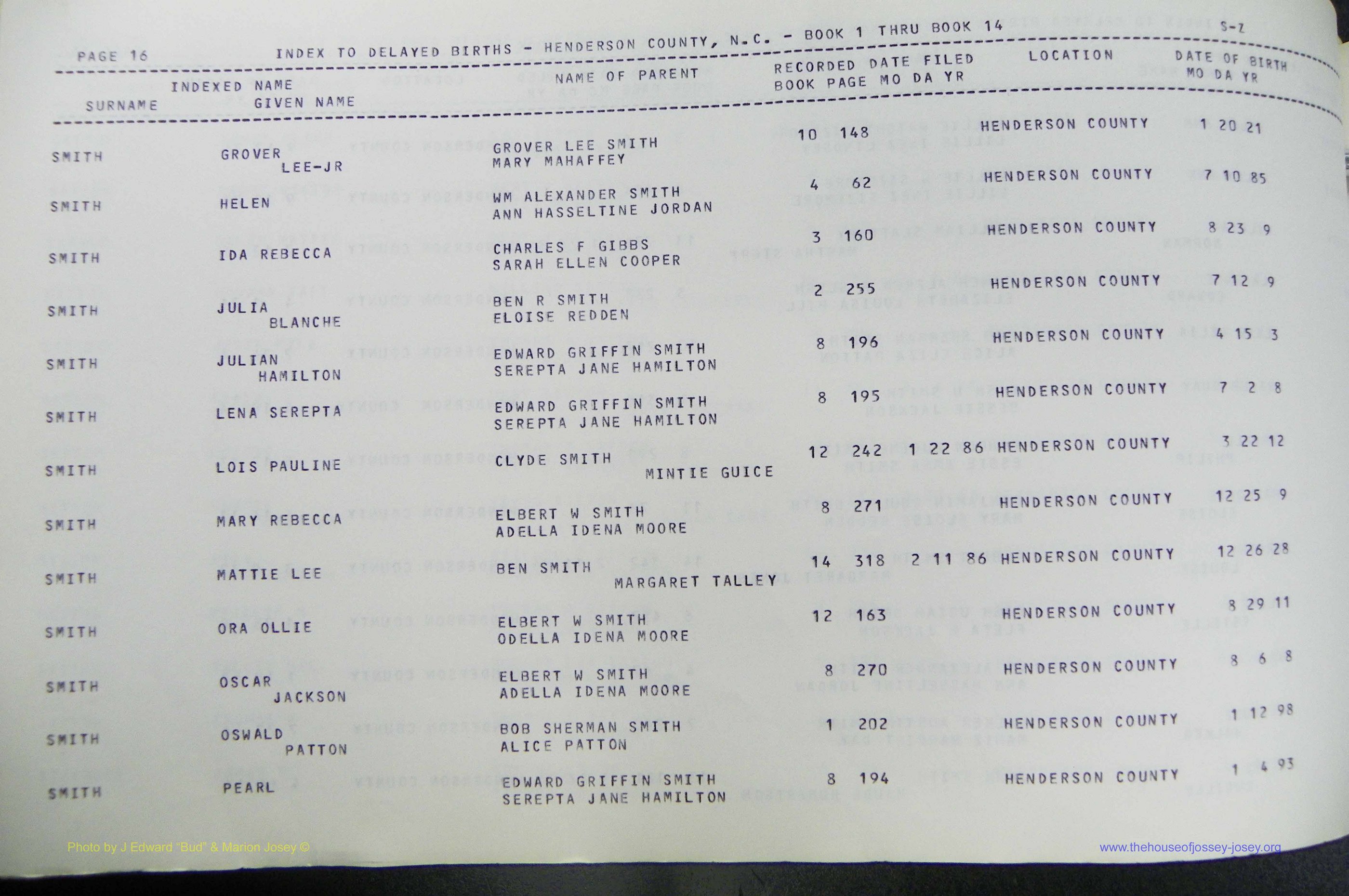 Henderson Co, NC, Births, Delayed, (346).JPG