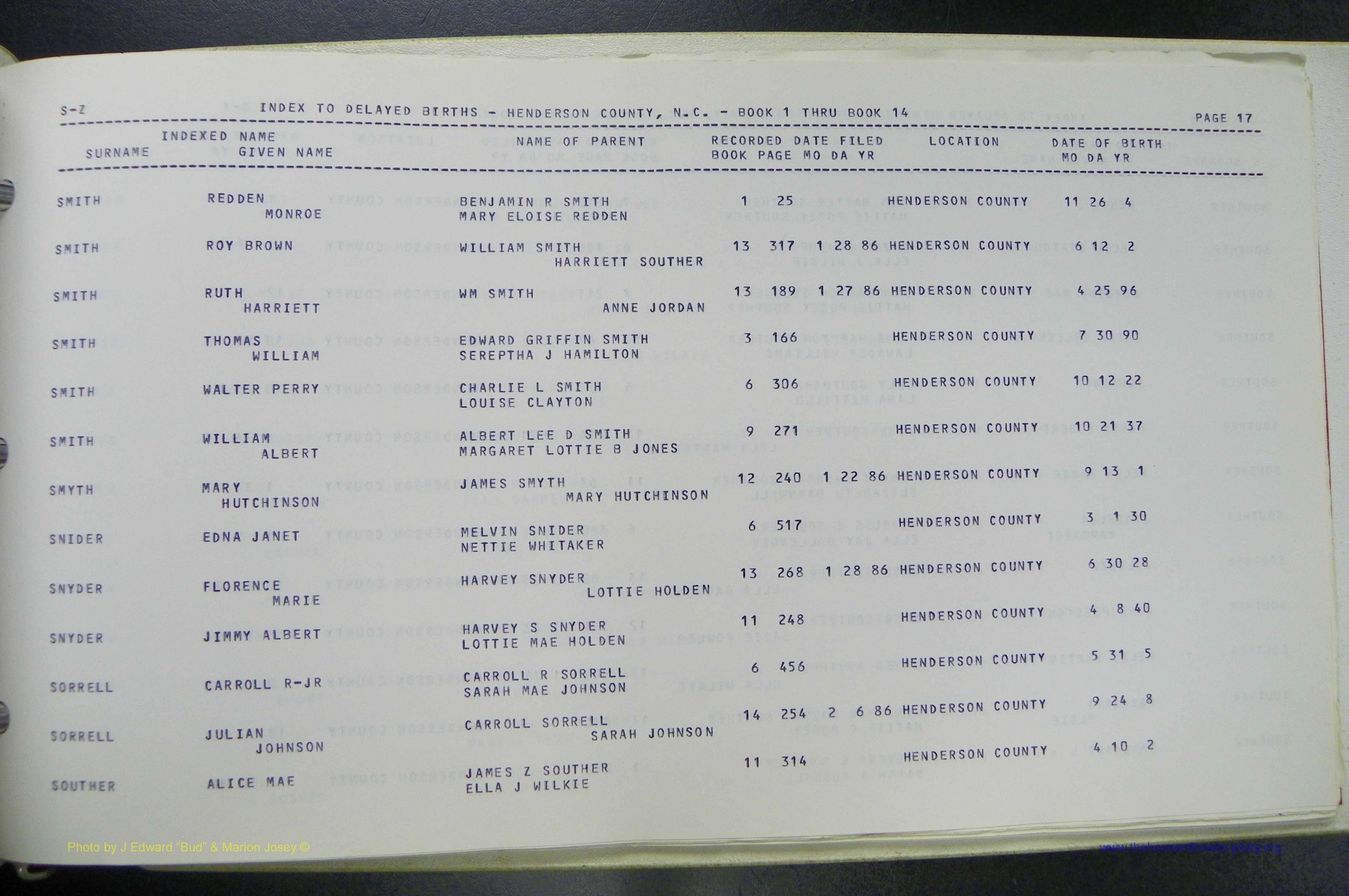 Henderson Co, NC, Births, Delayed, (347).JPG