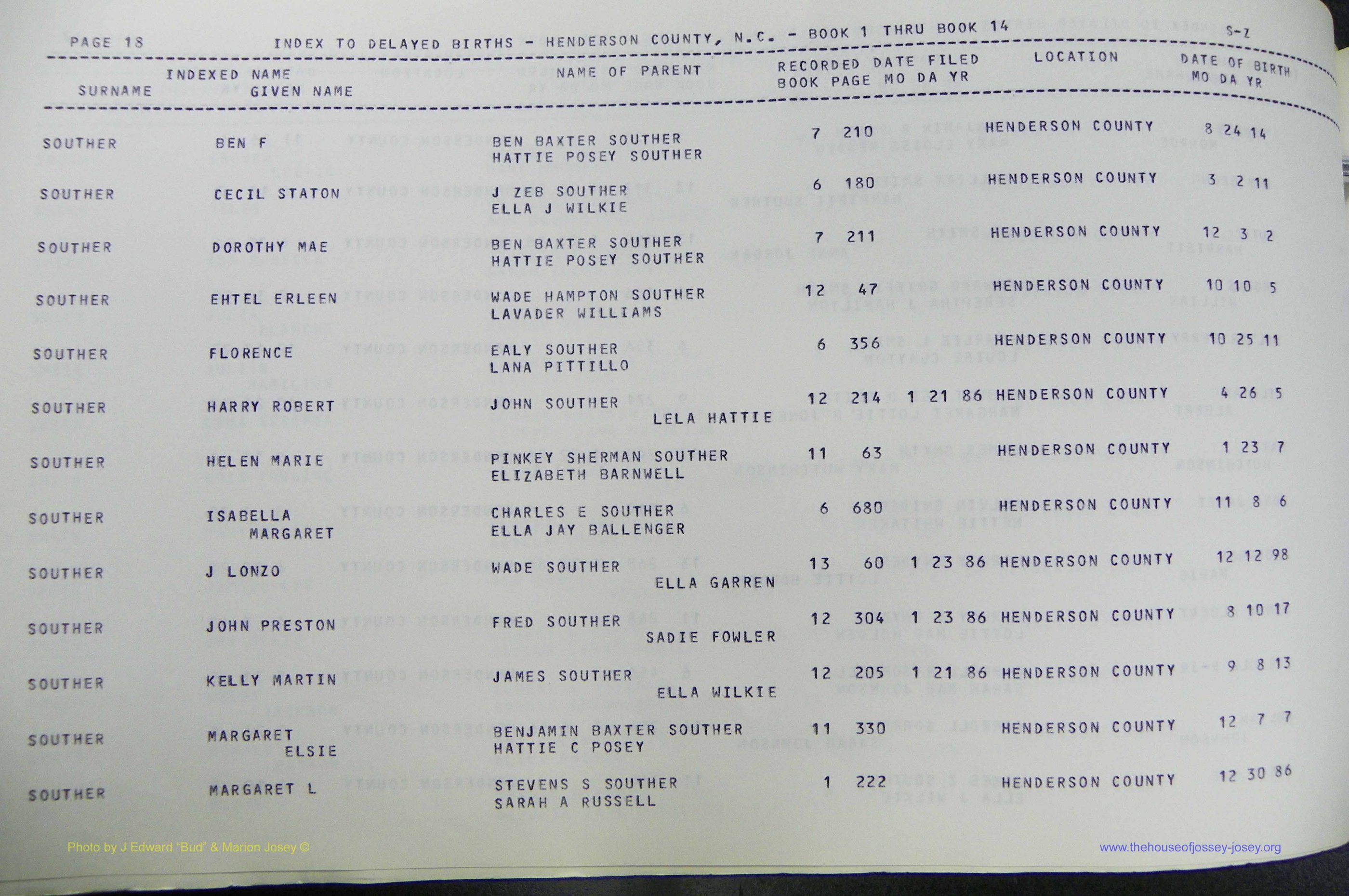 Henderson Co, NC, Births, Delayed, (348).JPG