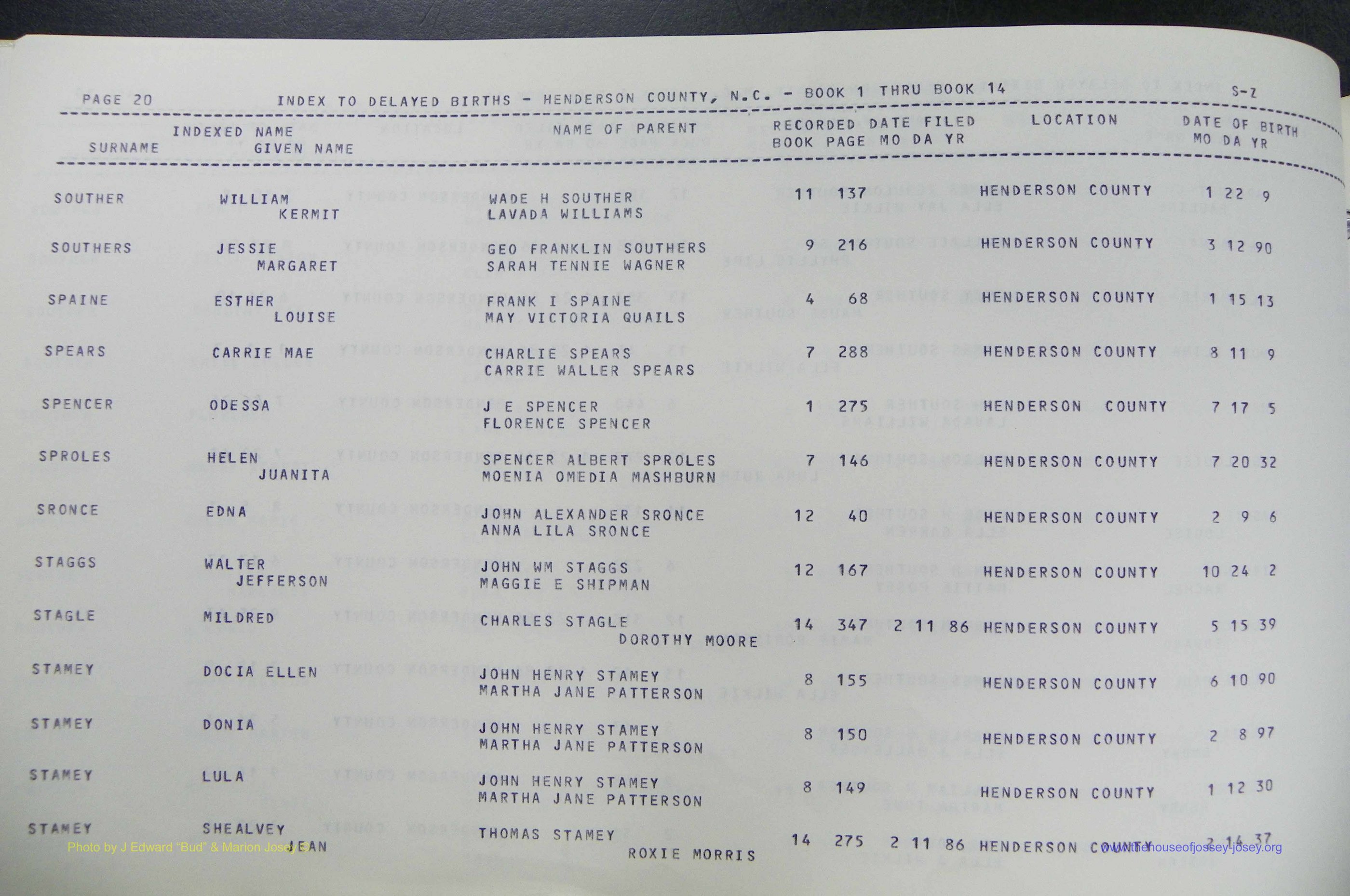 Henderson Co, NC, Births, Delayed, (350).JPG