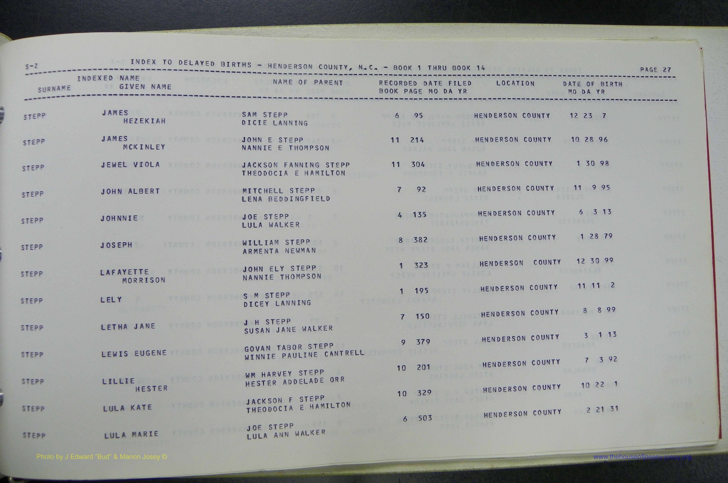 Henderson Co, NC, Births, Delayed, (357).JPG