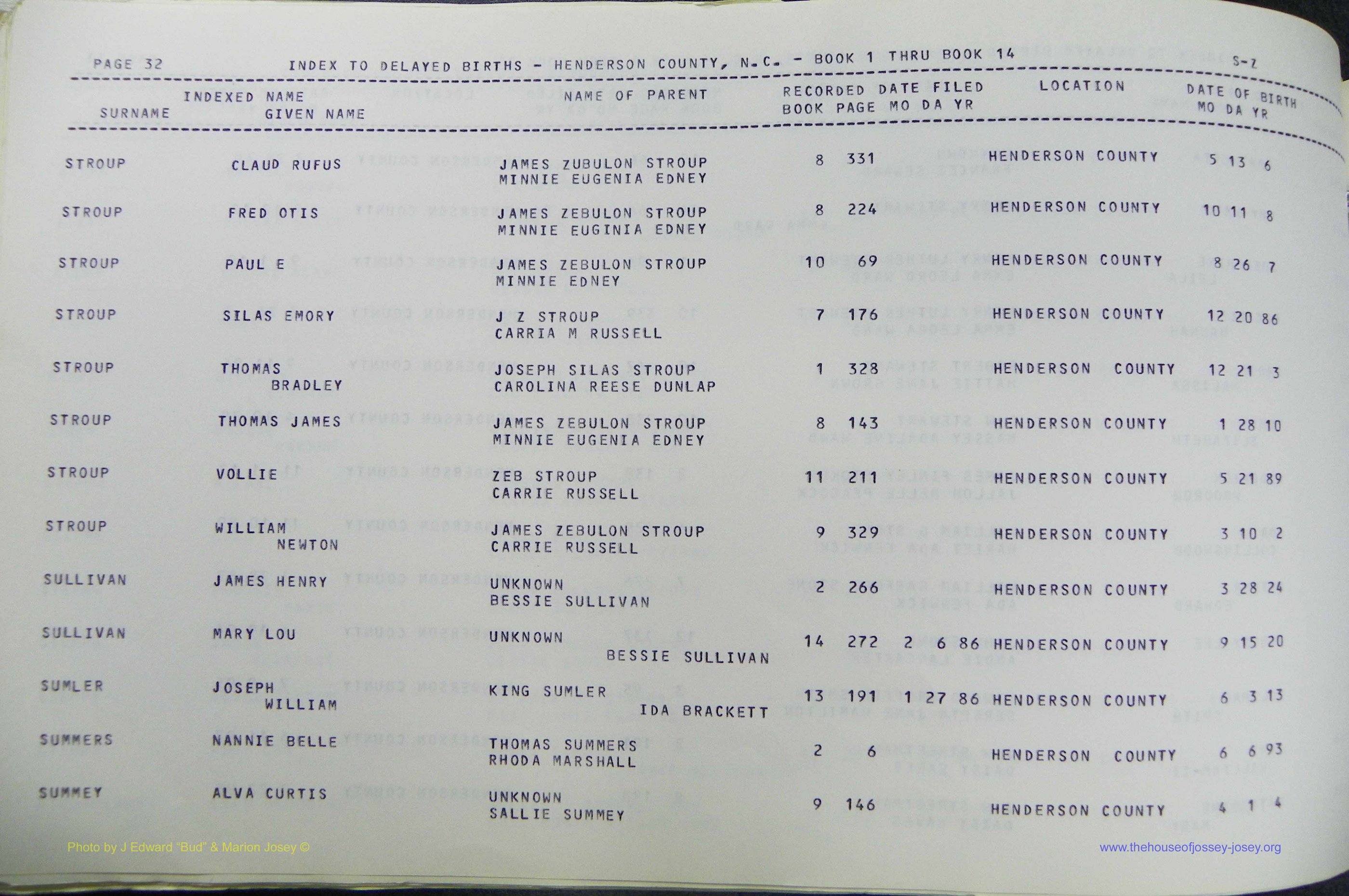 Henderson Co, NC, Births, Delayed, (362).JPG