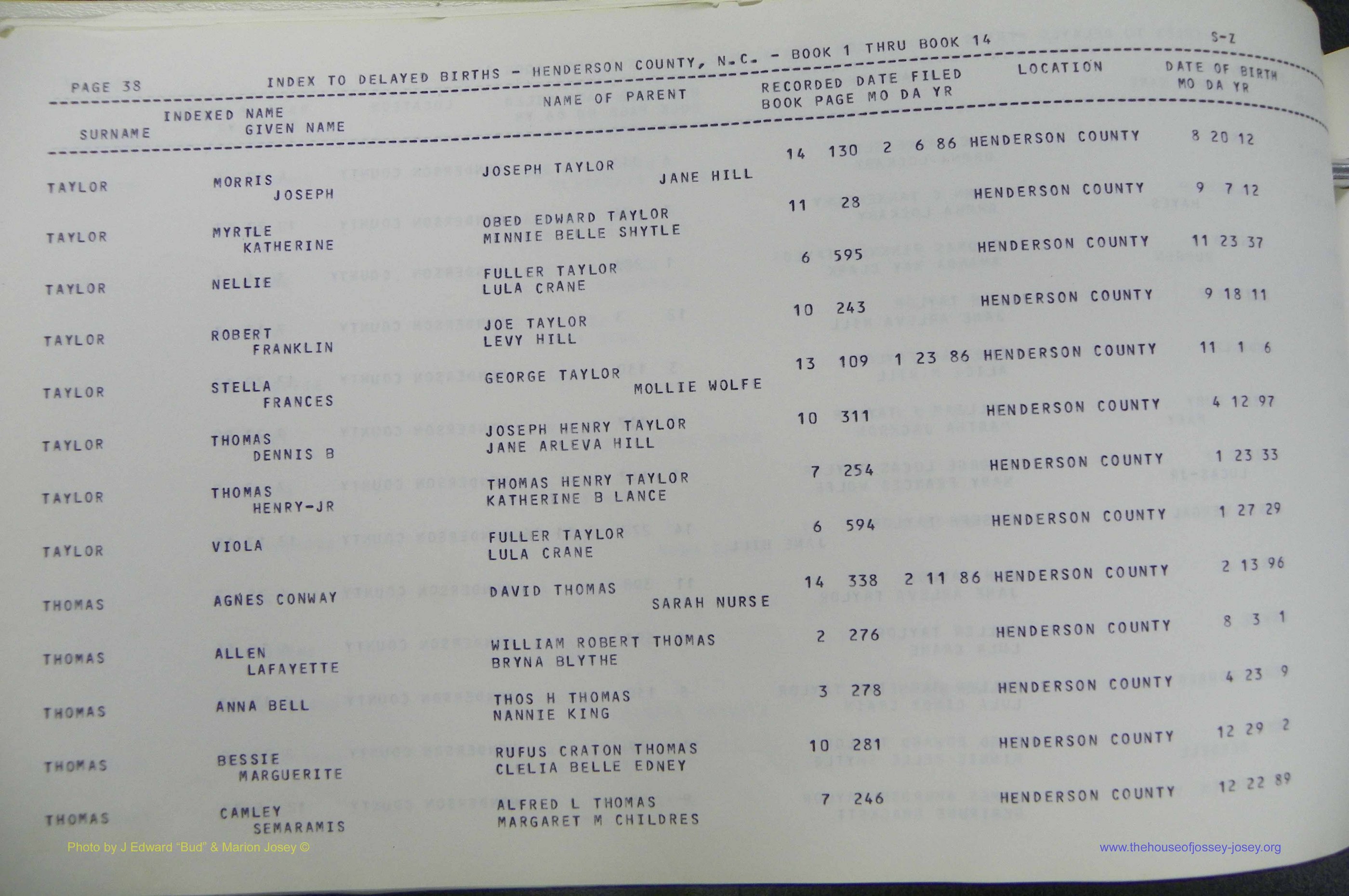 Henderson Co, NC, Births, Delayed, (368).JPG