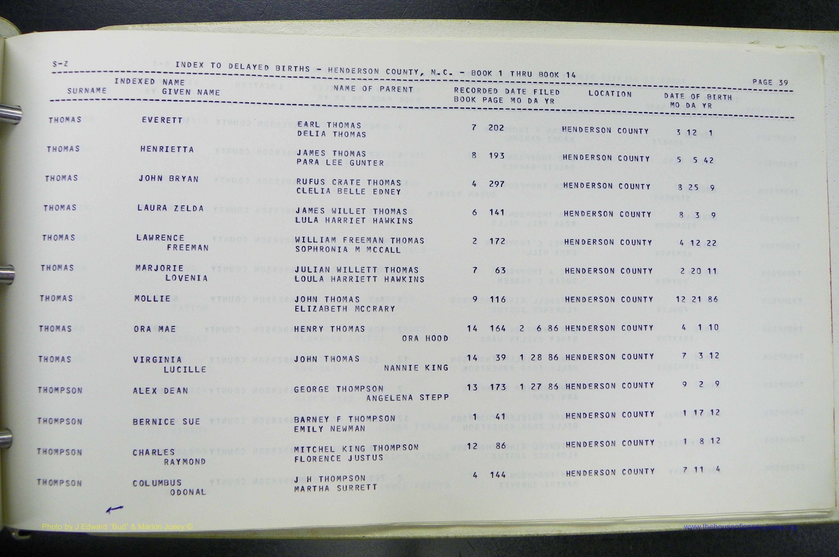 Henderson Co, NC, Births, Delayed, (369).JPG