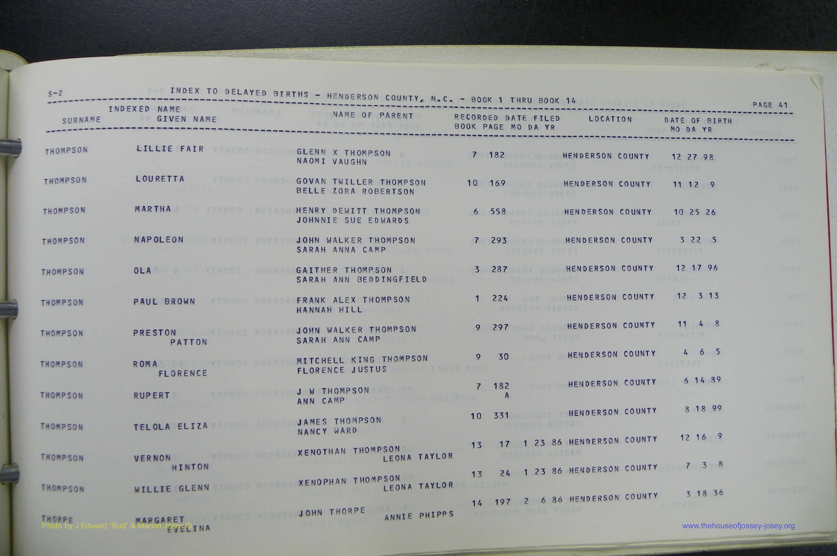 Henderson Co, NC, Births, Delayed, (371).JPG