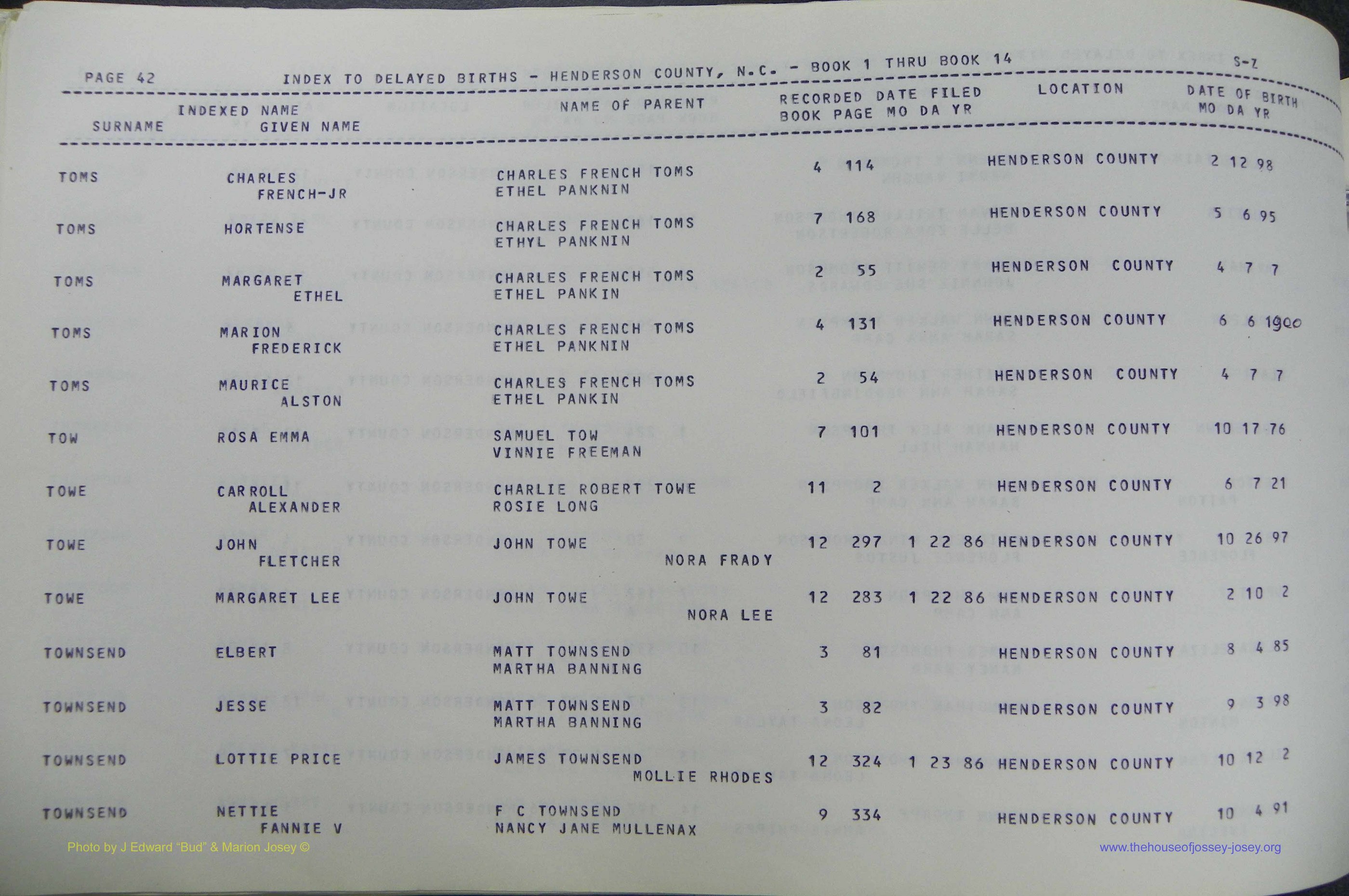Henderson Co, NC, Births, Delayed, (372).JPG