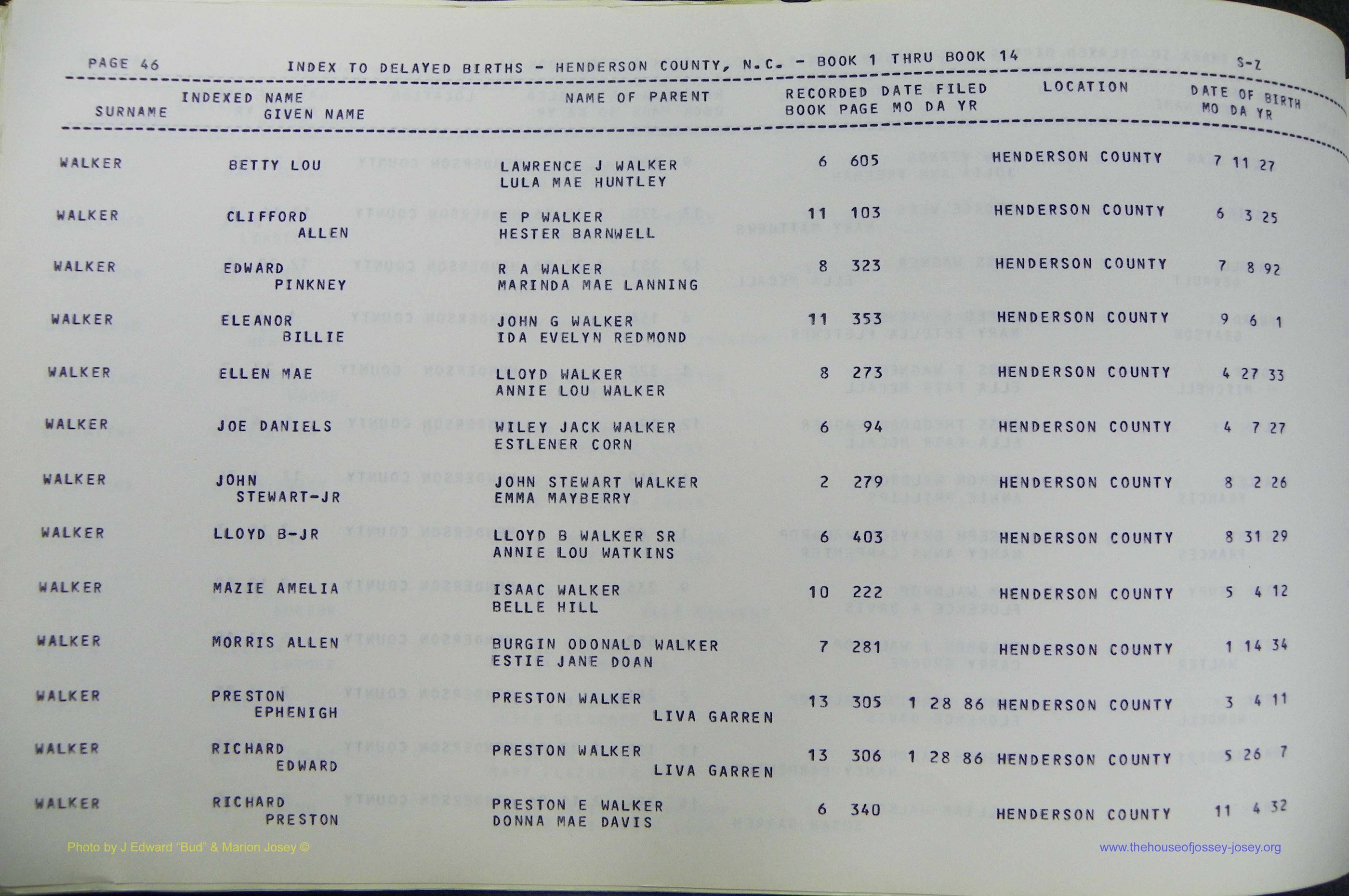 Henderson Co, NC, Births, Delayed, (376).JPG