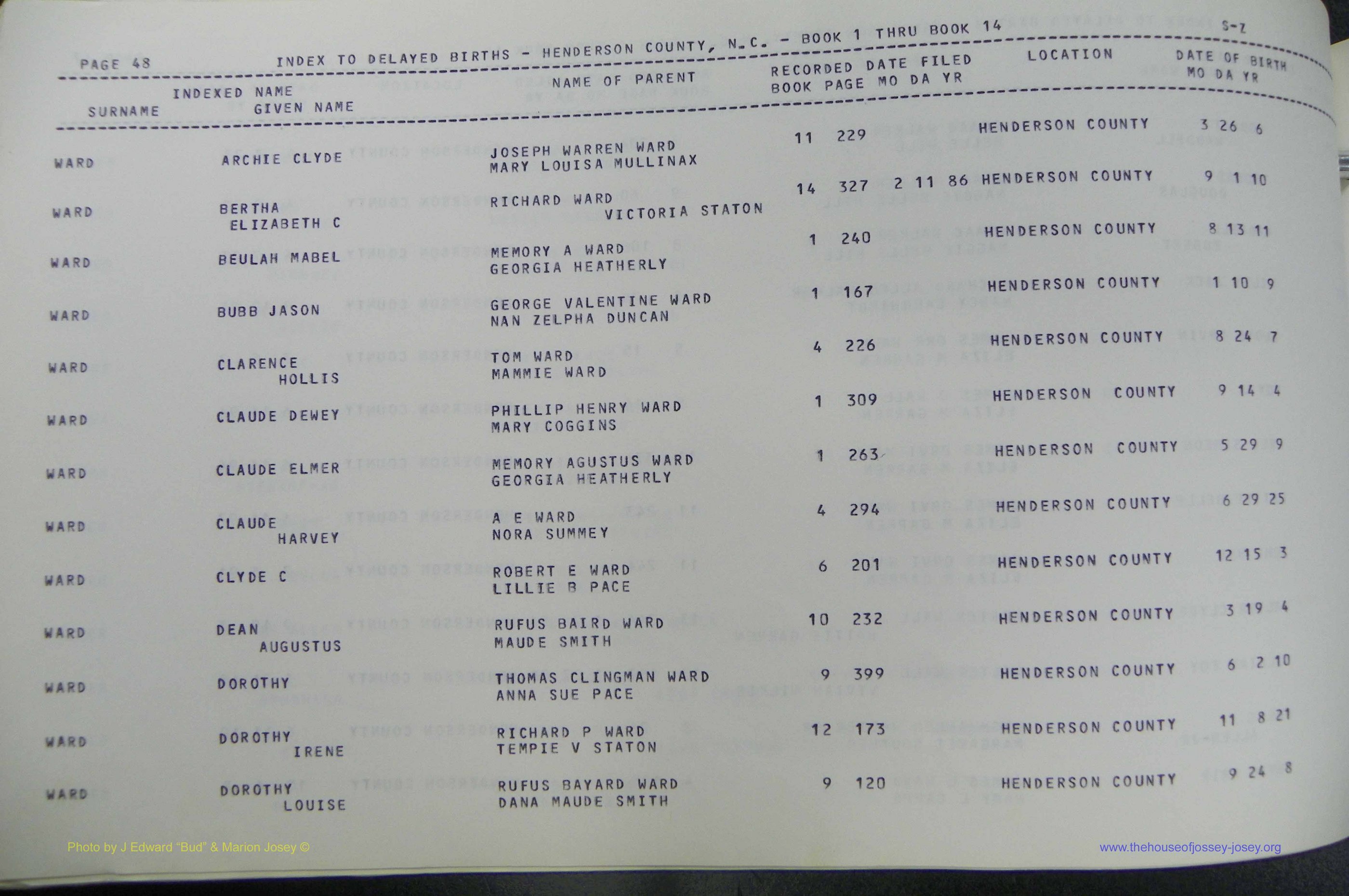 Henderson Co, NC, Births, Delayed, (378).JPG