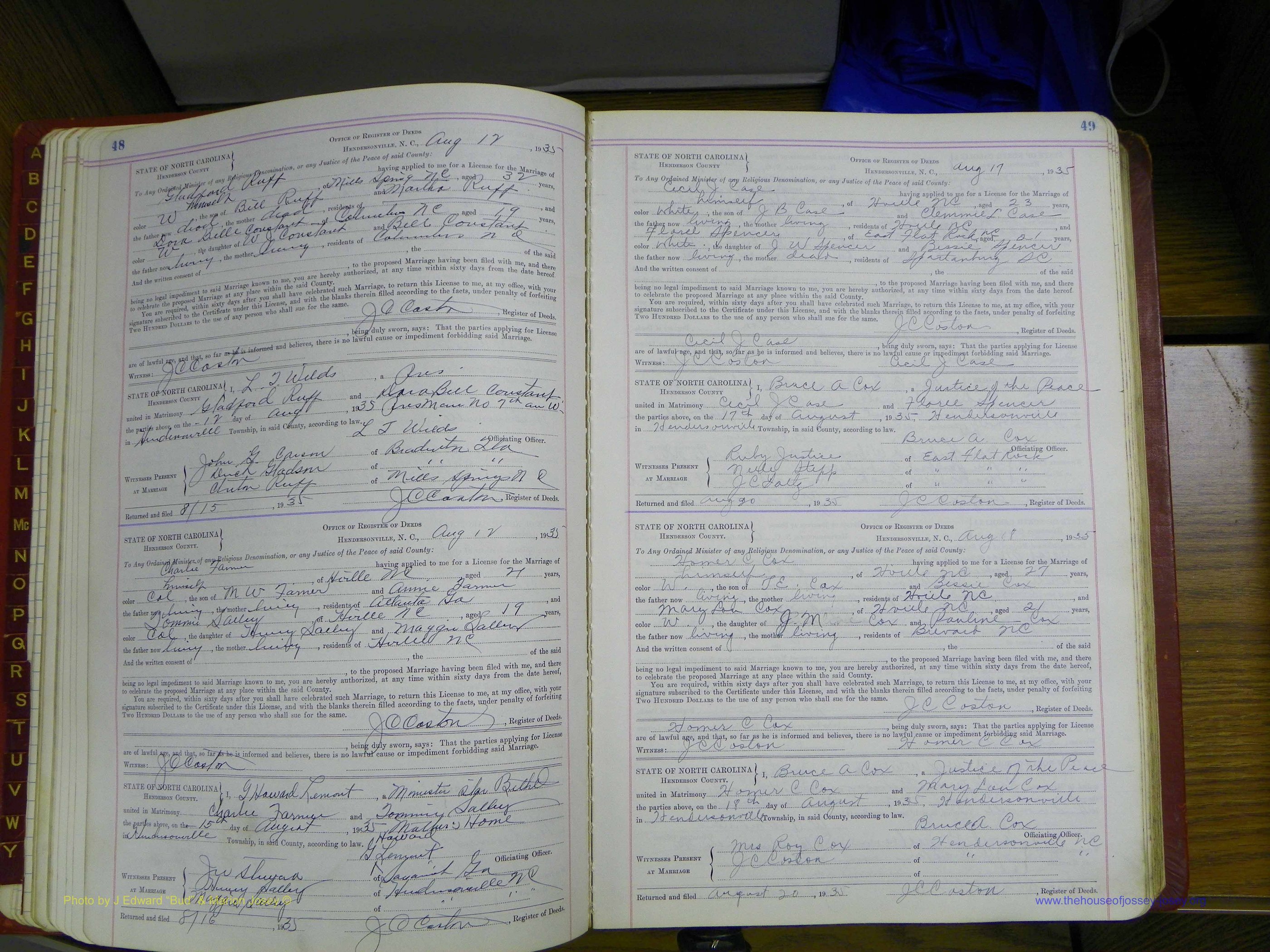 Henderson Co, NC, Marriages, Book 5, (054).JPG