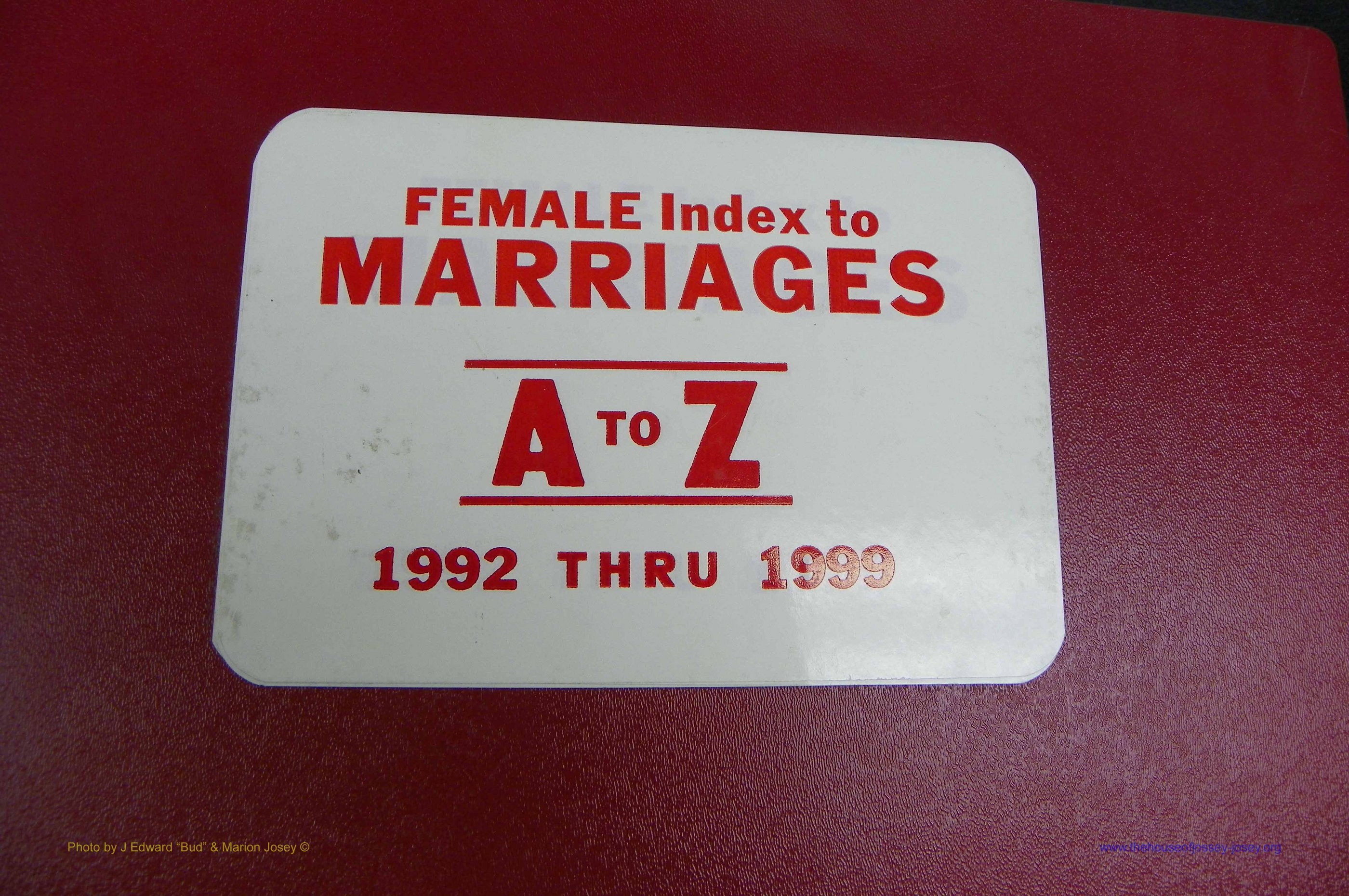 Henderson Co, NC, Marriages Female, 1992 - 1999, (001).JPG