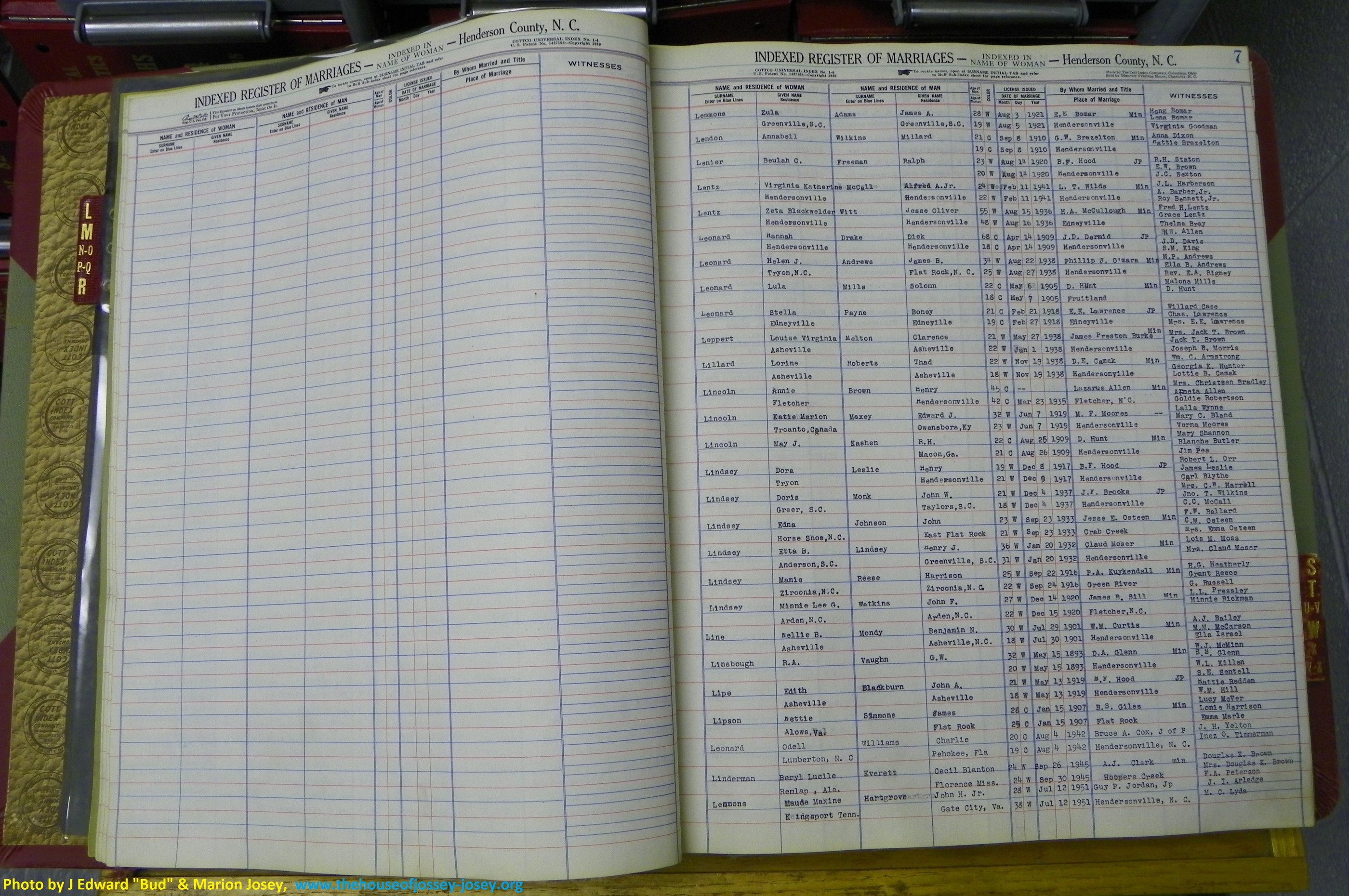Henderson Co, NC, Marriages Female, L - Z, 1851 to 1963, (008).JPG