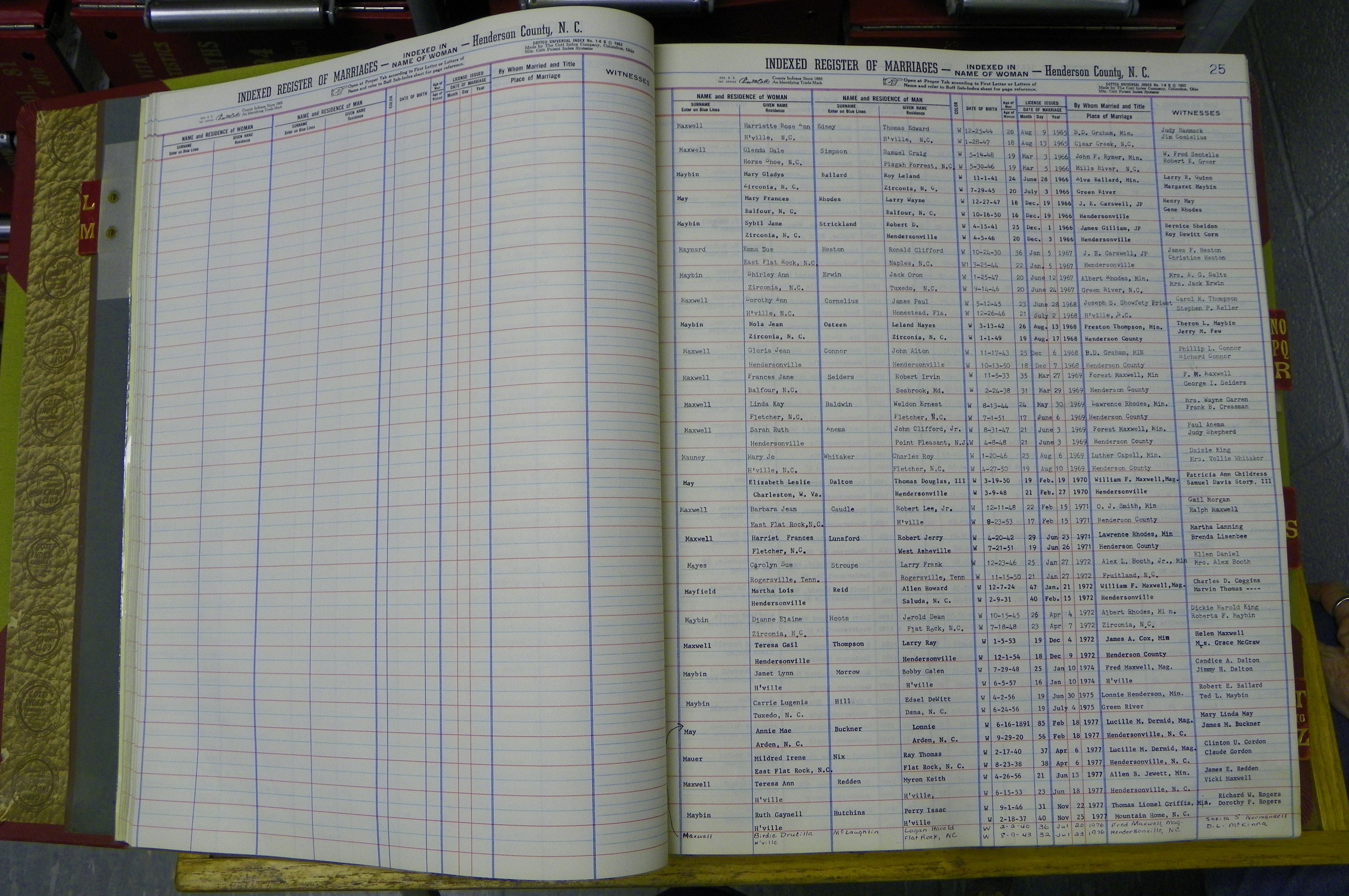 Henderson Co, NC, Marriages Female, L - Z, 1964 to 1991, (023).JPG
