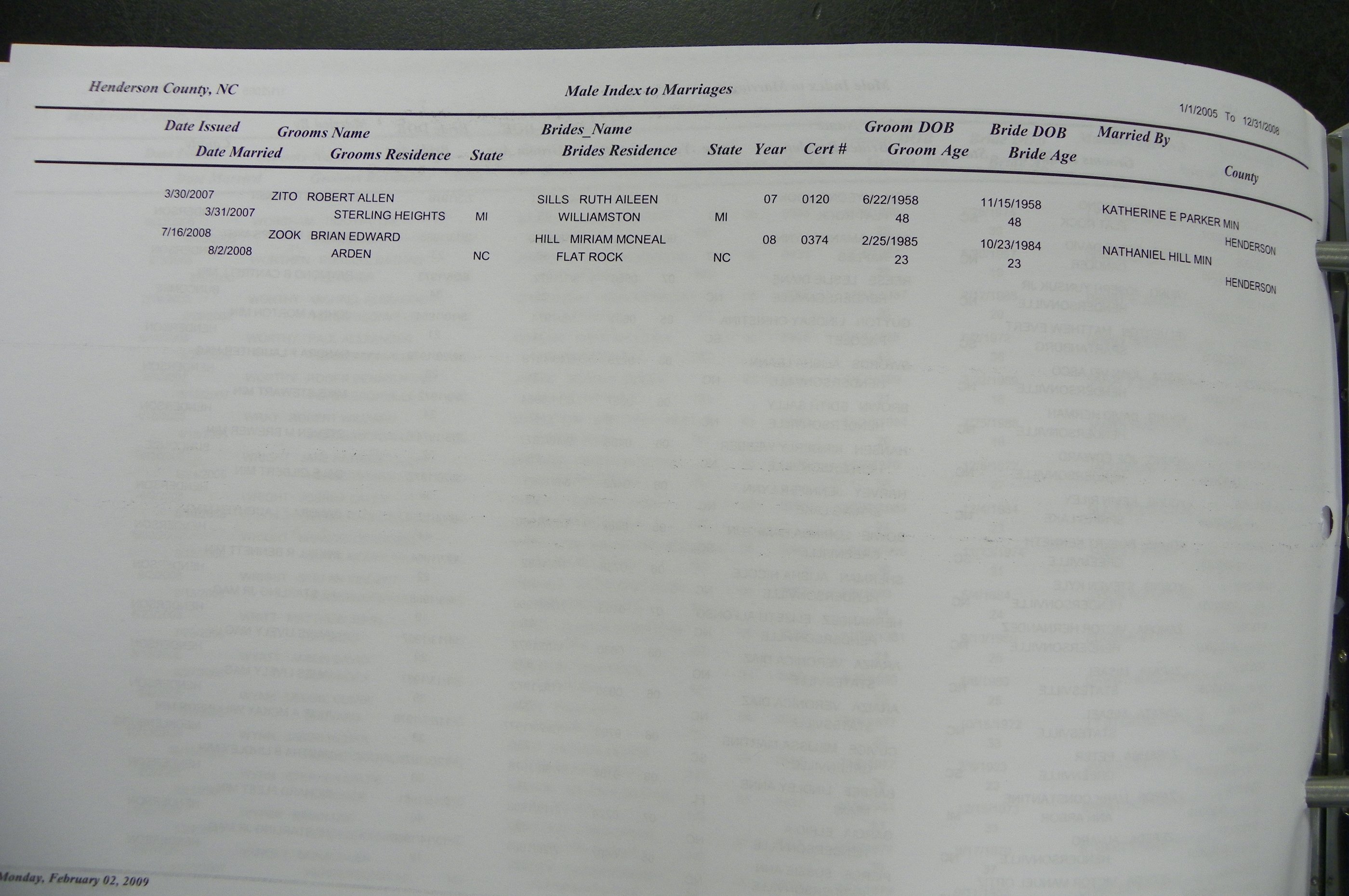 Henderson Co, NC Marriages, Male & Female, 2006 - 2008, (377).JPG