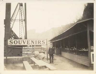 Bu, William Henry Burgess tearing down the Cavanaugh Souvenir Stand below the Falls after the Honeymoon Bridge fell 27 Jan 1938 2.jpg