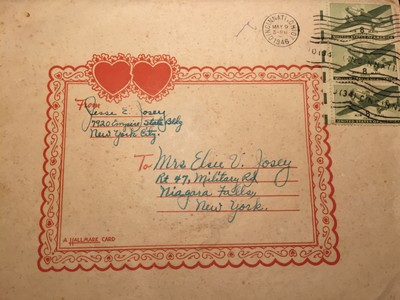 Card from Jesse E Josey to wife, 9 May 1946 when working on 79 floor of Impire State Building 1.JPG