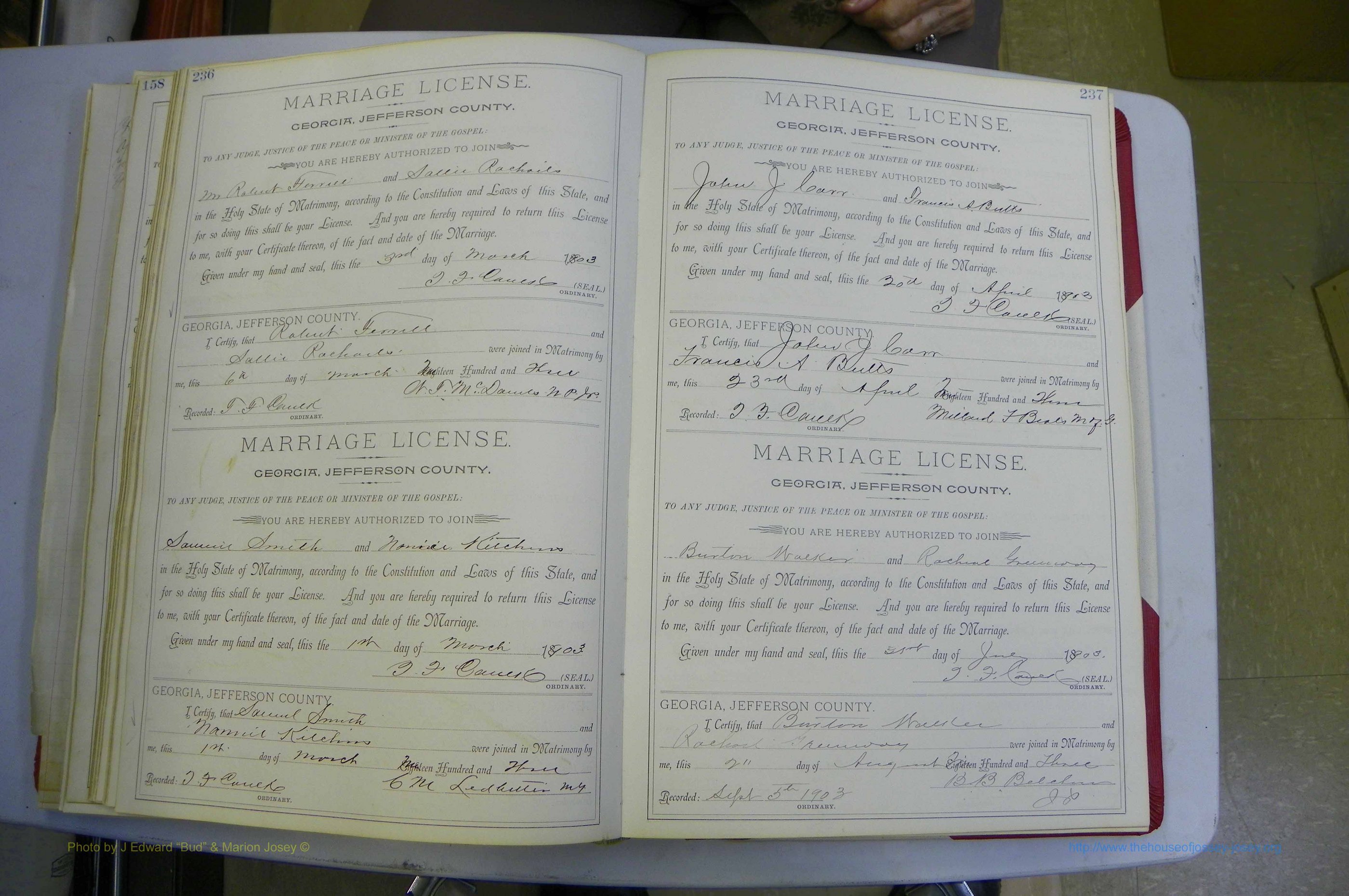 Jefferson Co, GA, Marriages Book A, 1893 - 1907, White (147).JPG