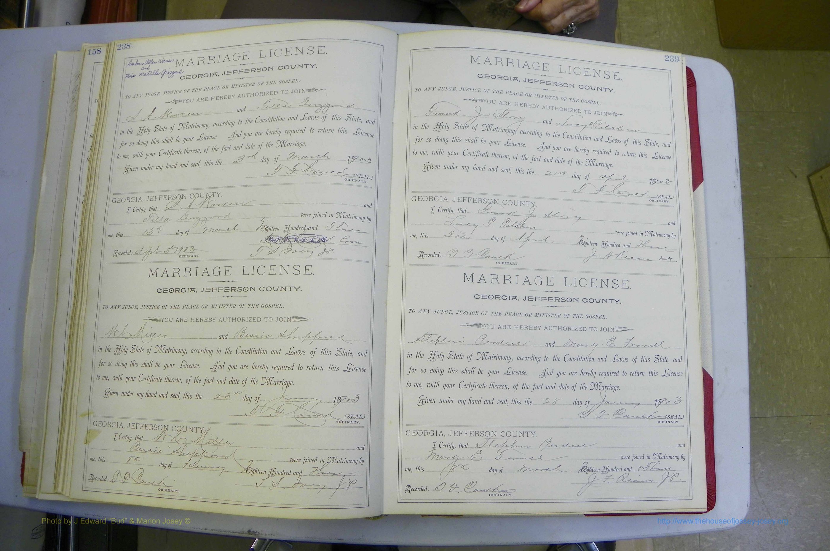 Jefferson Co, GA, Marriages Book A, 1893 - 1907, White (148).JPG