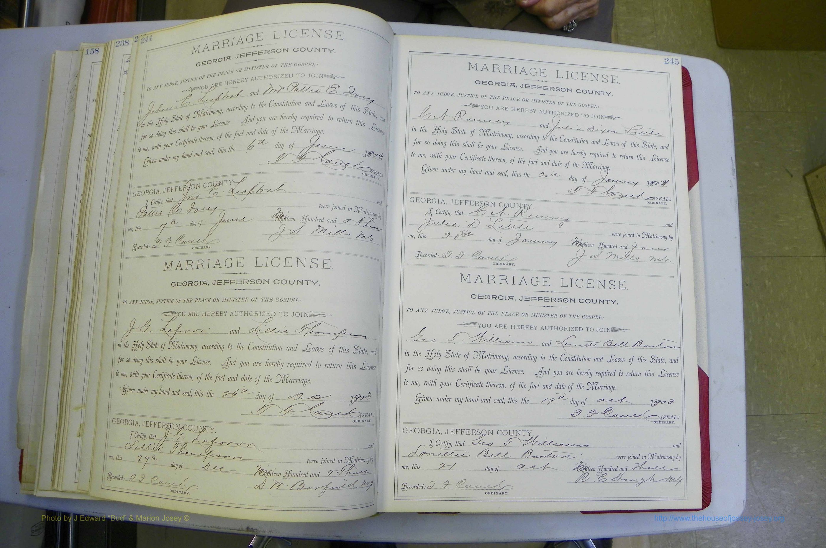 Jefferson Co, GA, Marriages Book A, 1893 - 1907, White (151).JPG