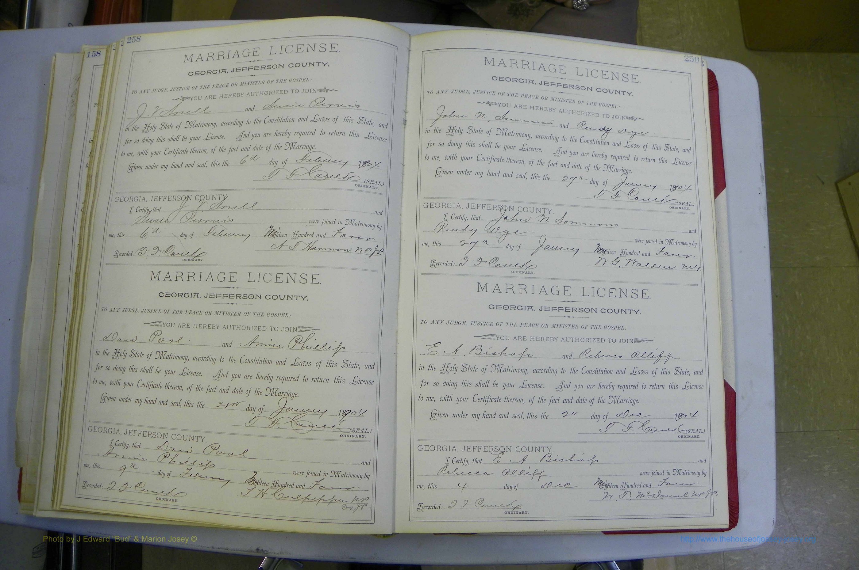 Jefferson Co, GA, Marriages Book A, 1893 - 1907, White (158).JPG