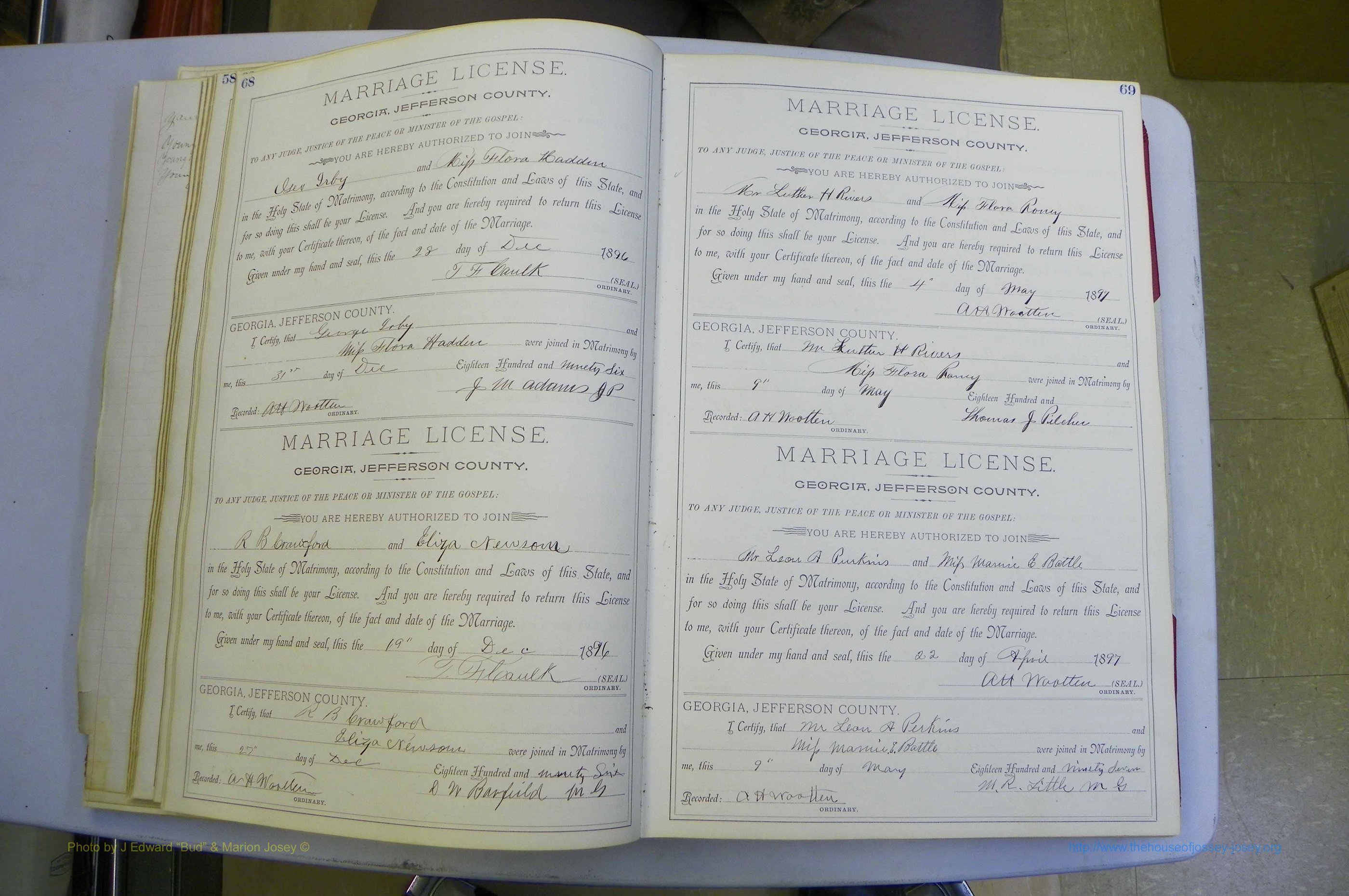 Jefferson Co, GA, Marriages Book A, 1893 - 1907, White (63).JPG