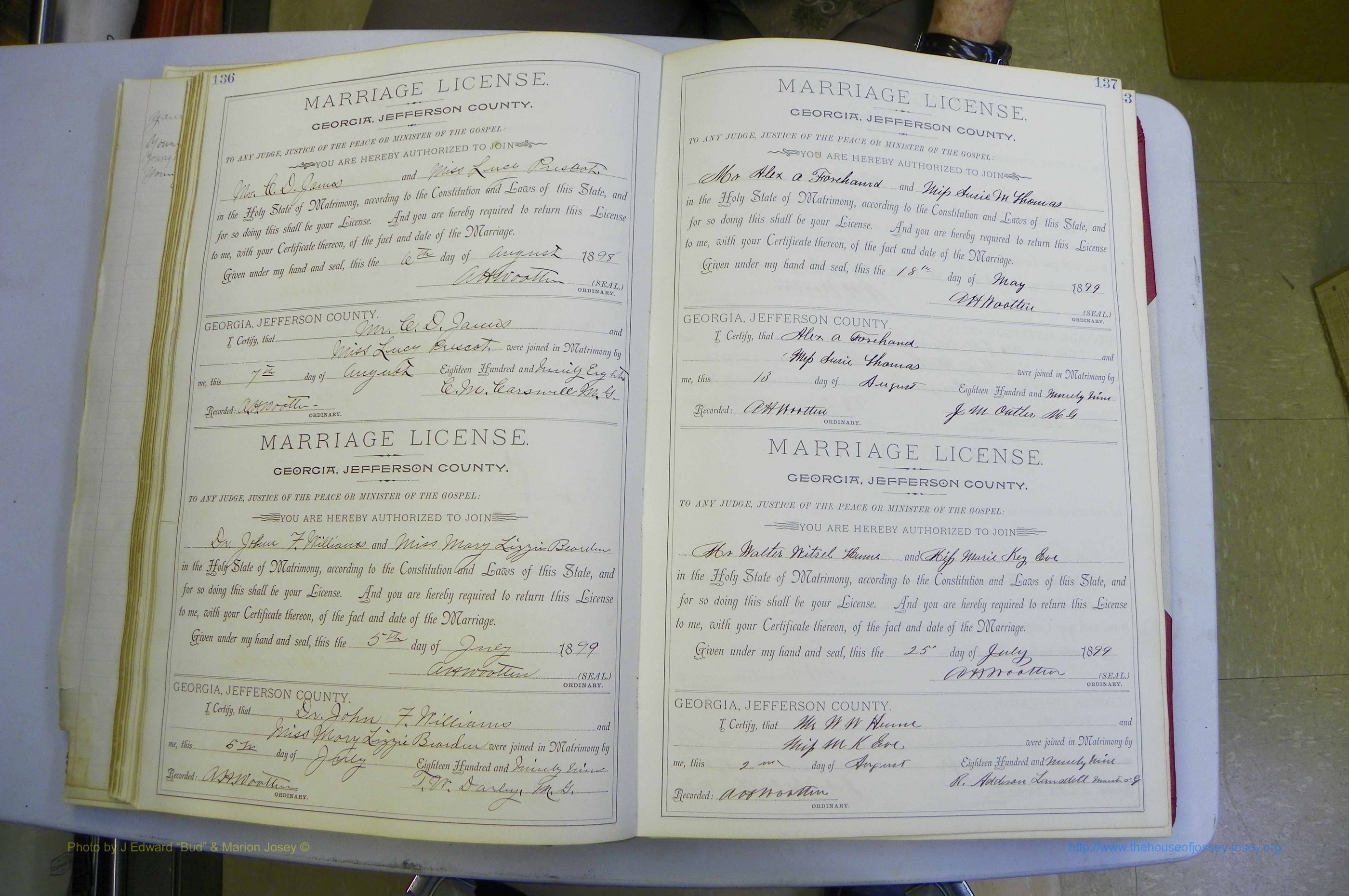 Jefferson Co, GA, Marriages Book A, 1893 - 1907, White (97).JPG