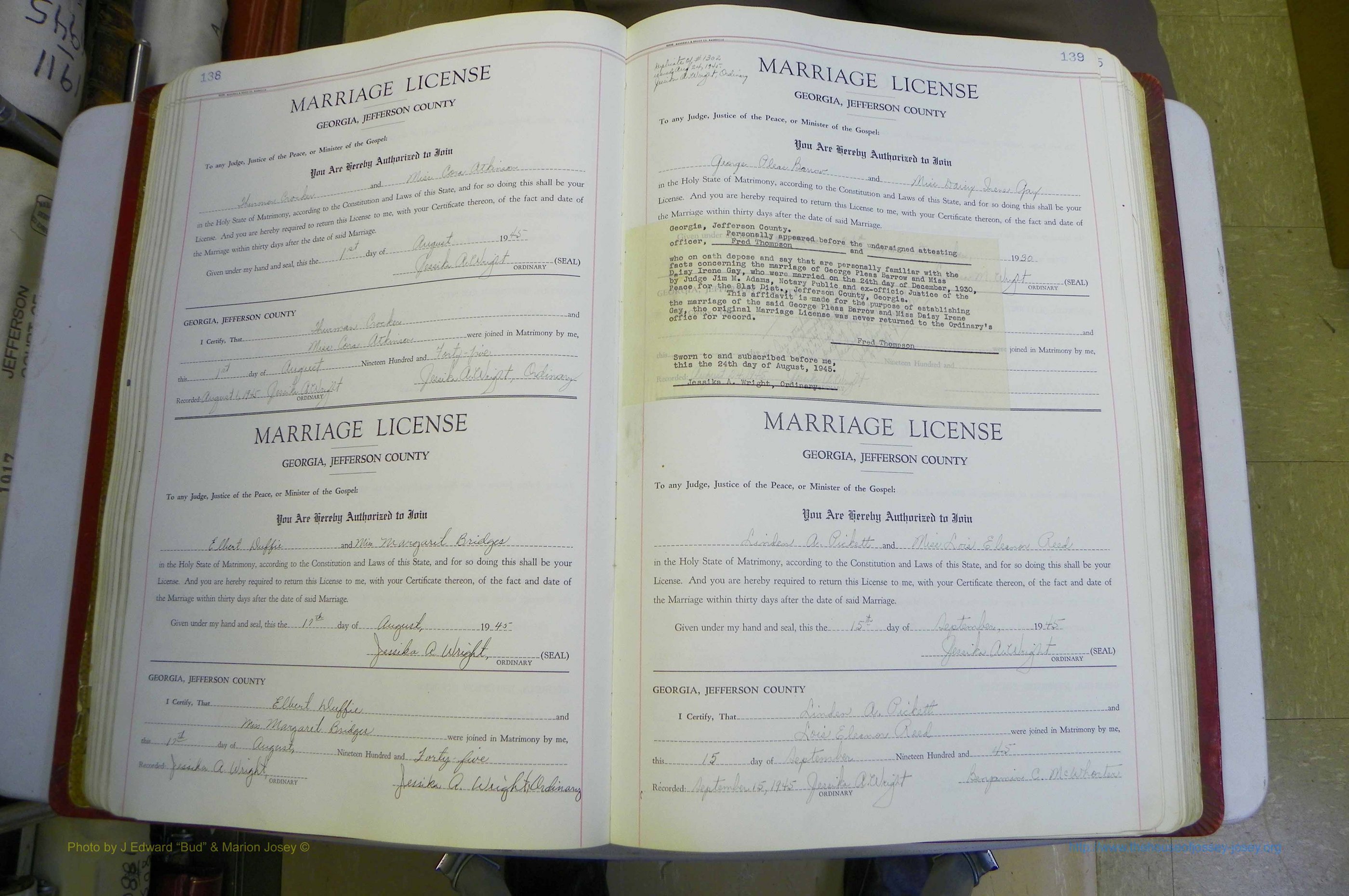 Jefferson Co, GA, Marriages Book D, 1941 - 1953, White (121).JPG