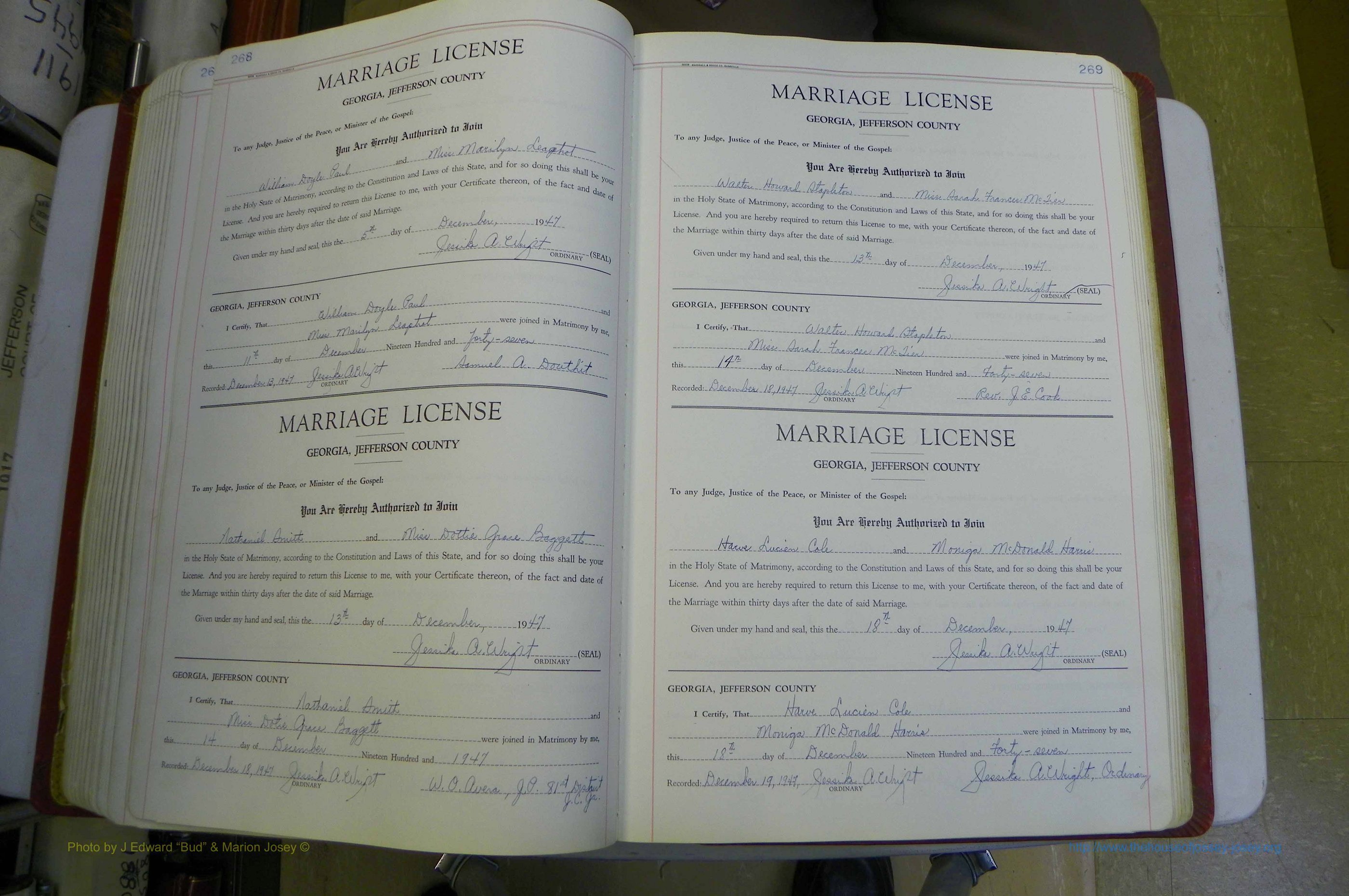 Jefferson Co, GA, Marriages Book D, 1941 - 1953, White (187).JPG