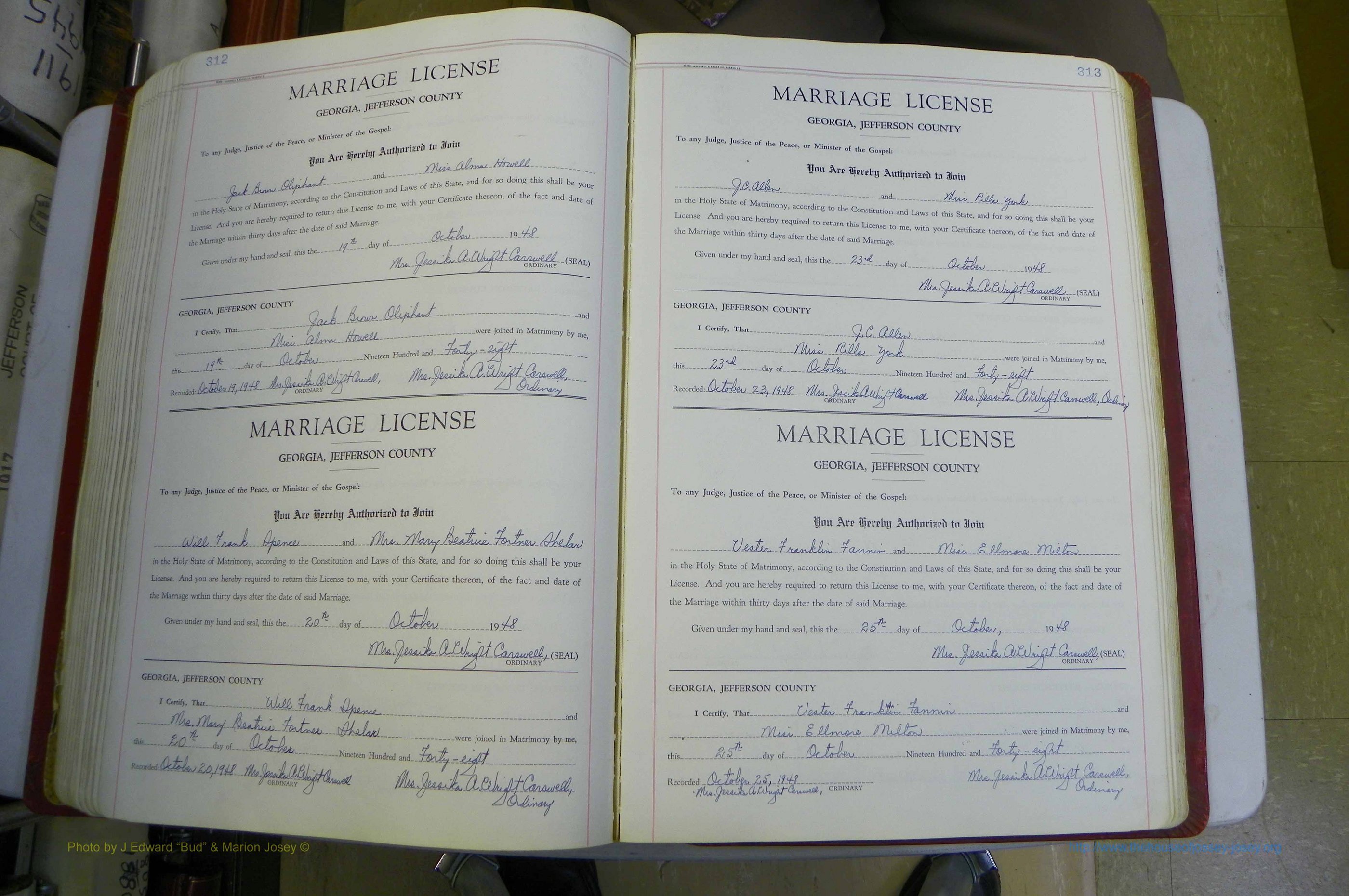 Jefferson Co, GA, Marriages Book D, 1941 - 1953, White (209).JPG