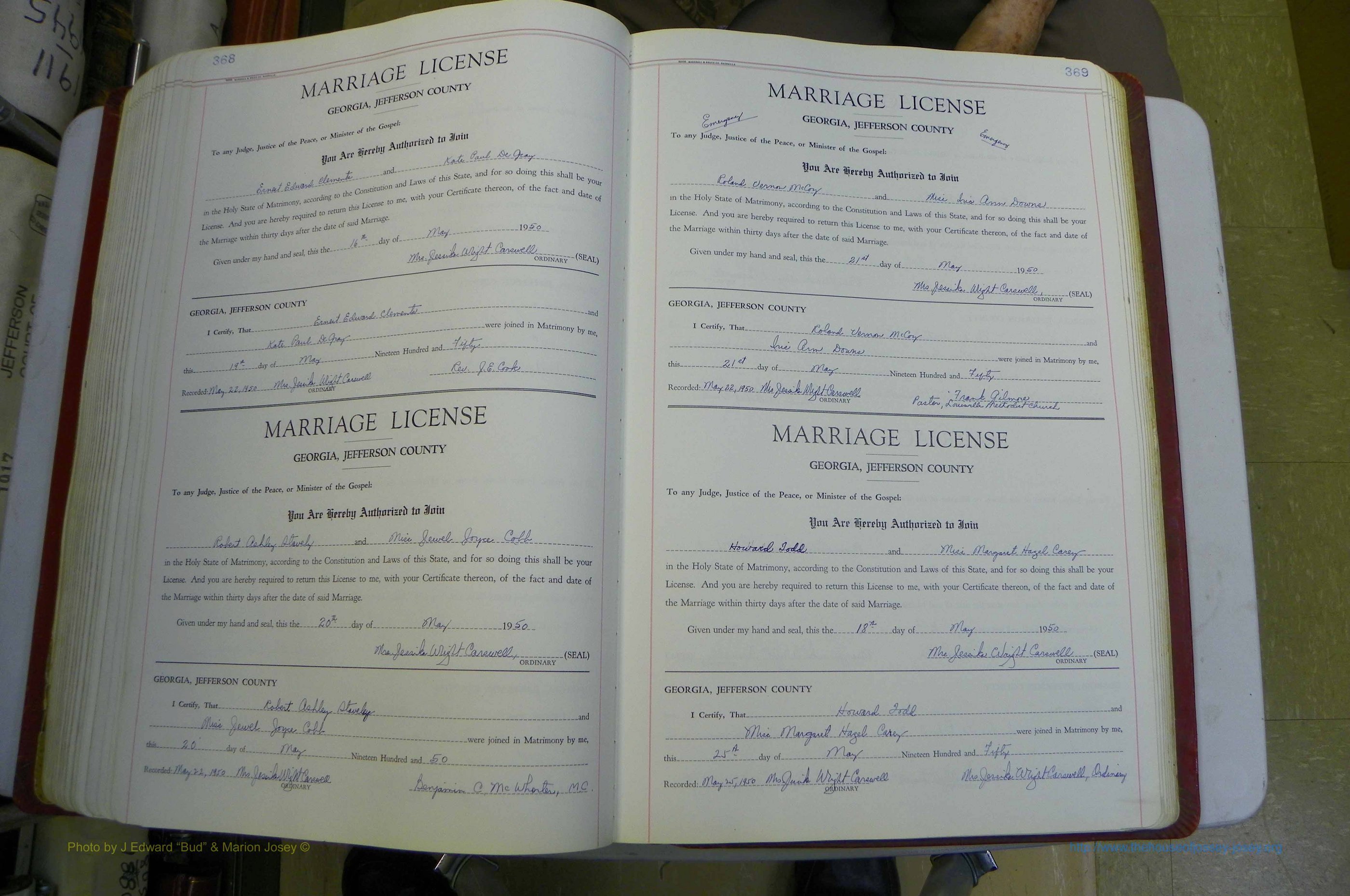 Jefferson Co, GA, Marriages Book D, 1941 - 1953, White (238).JPG